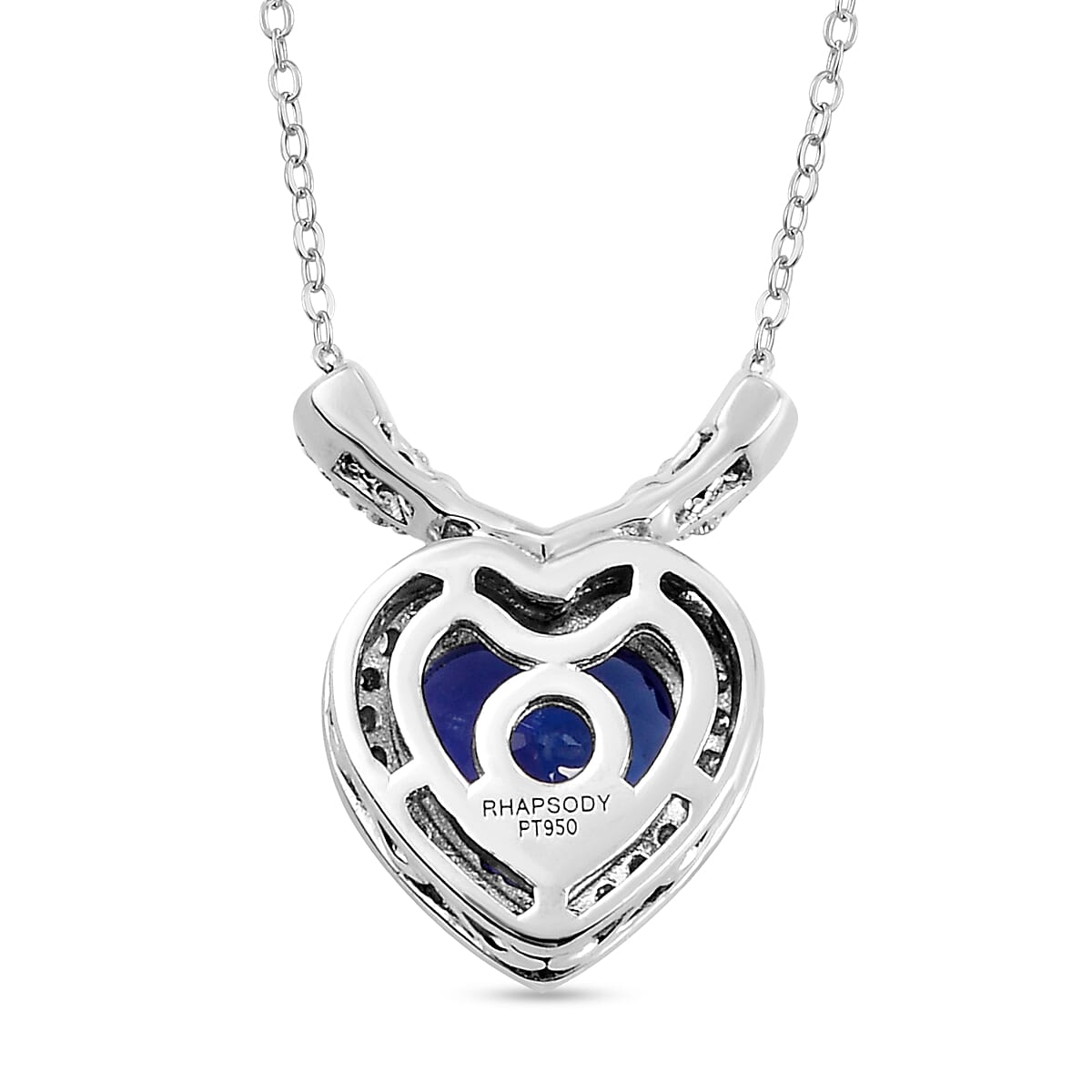 Limited Collectors Edition - RHAPSODY 950 Platinum AAAA Tanzanite & Diamond (VS-E-F) Heart Necklace (Size - 18) 2.41 Ct.