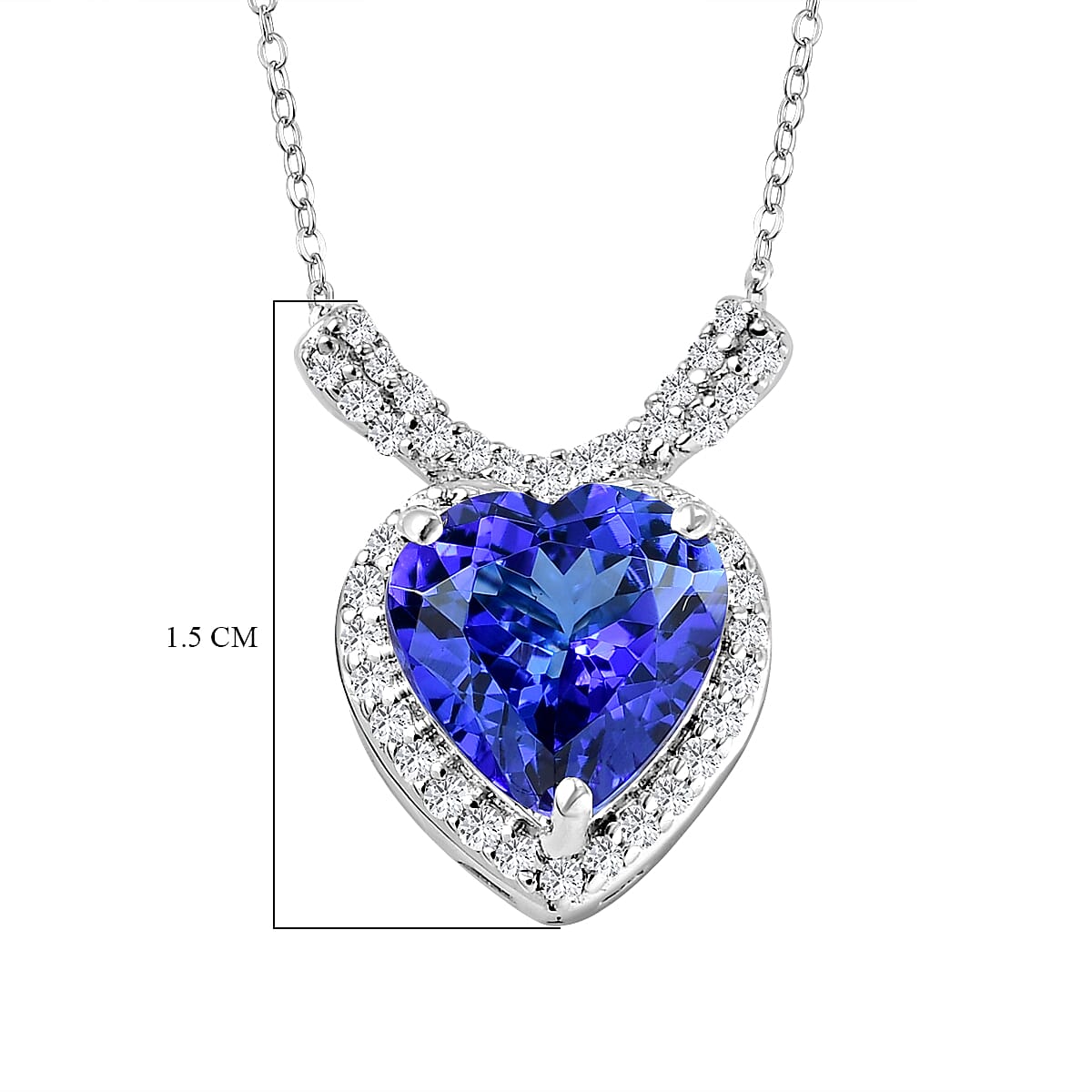 Limited Collectors Edition - RHAPSODY 950 Platinum AAAA Tanzanite & Diamond (VS-E-F) Heart Necklace (Size - 18) 2.41 Ct.