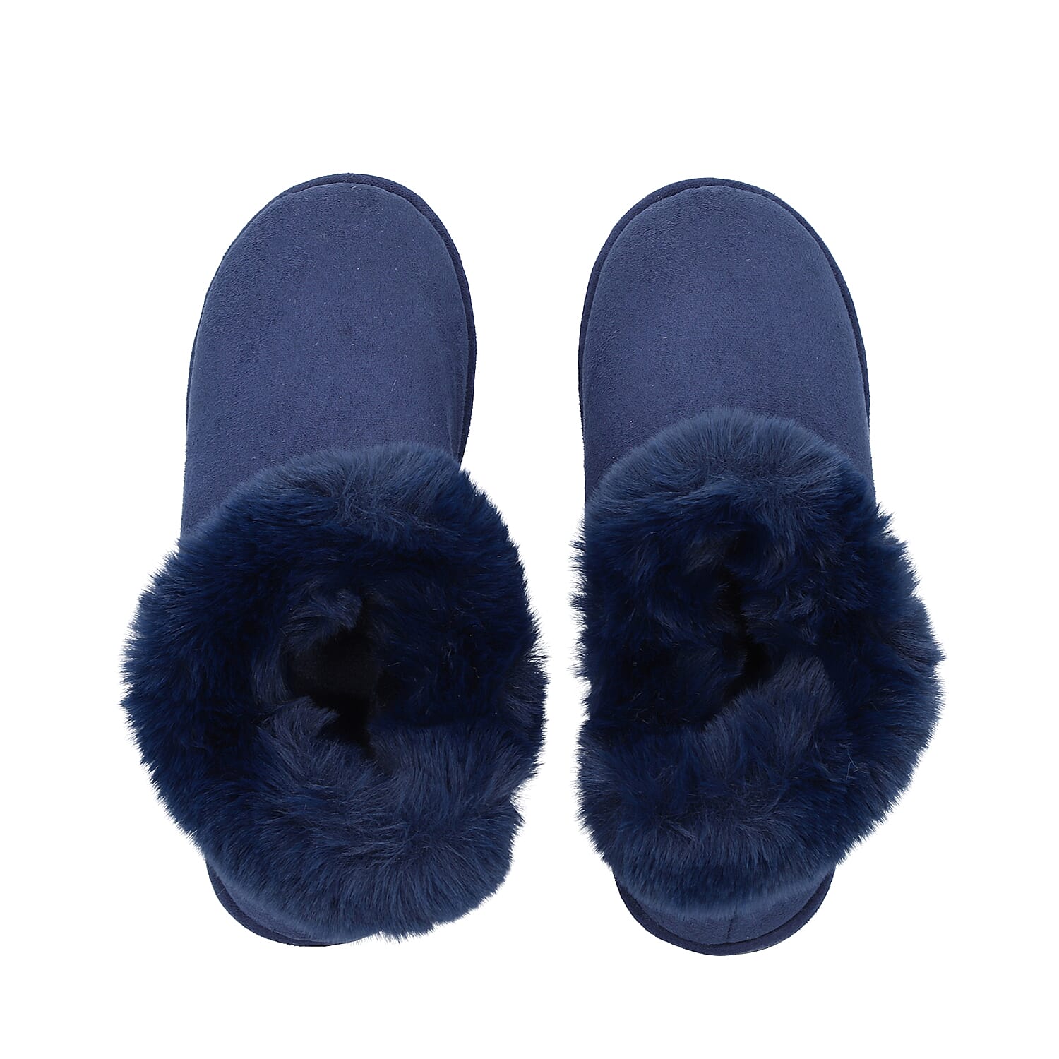 Chic and Elegant Faux Fur Shoes (Size 7- 8) - Navy Blue