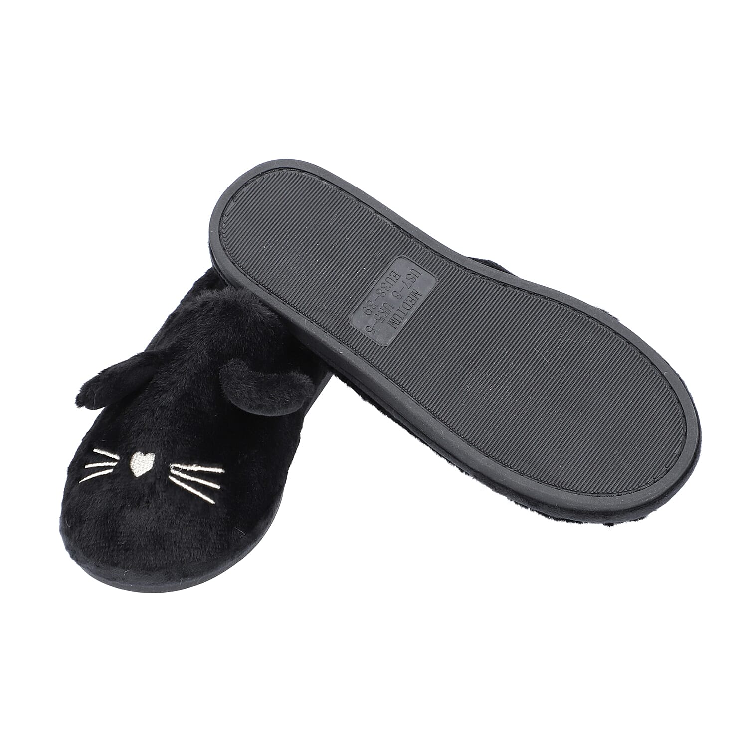 Rabbit Faux Fur Slipper - Black