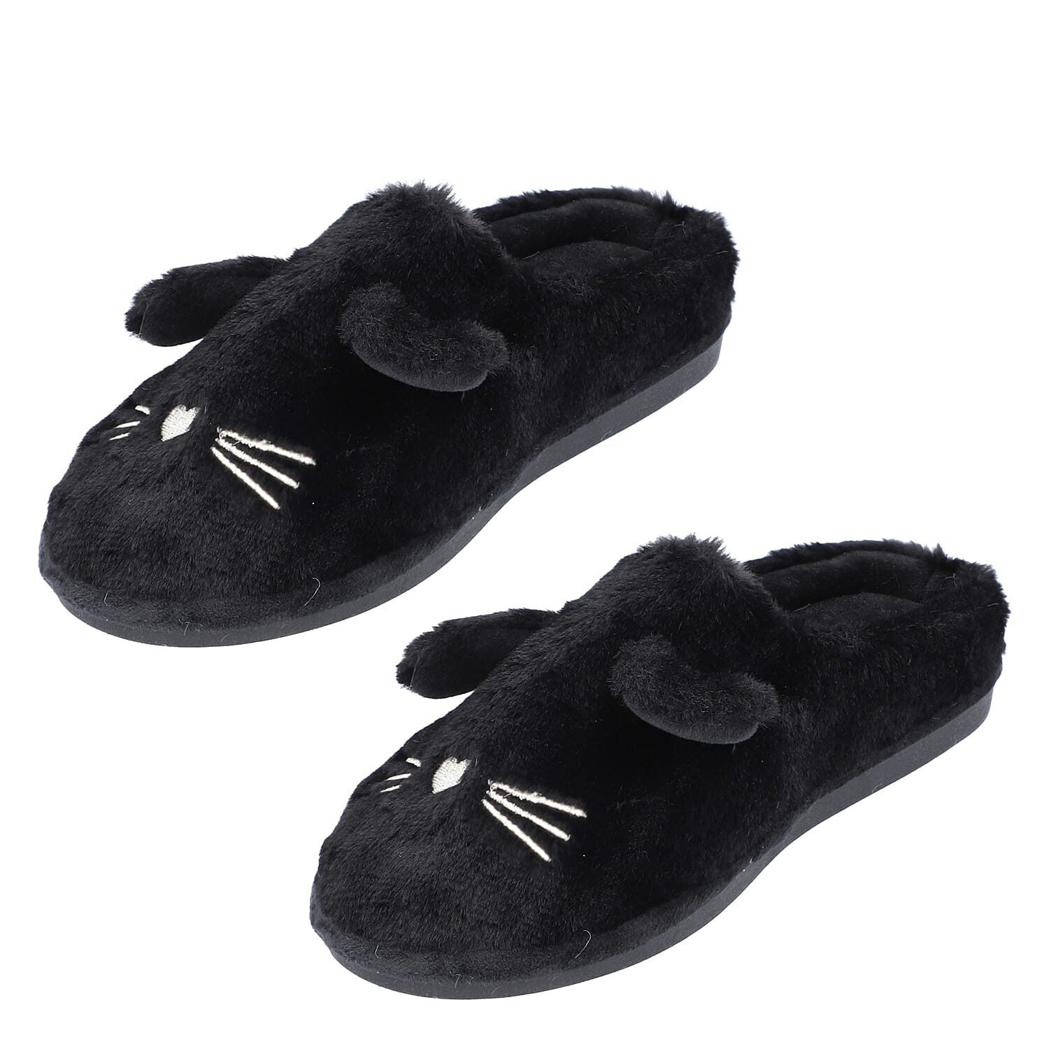 Rabbit Faux Fur Slipper - Black