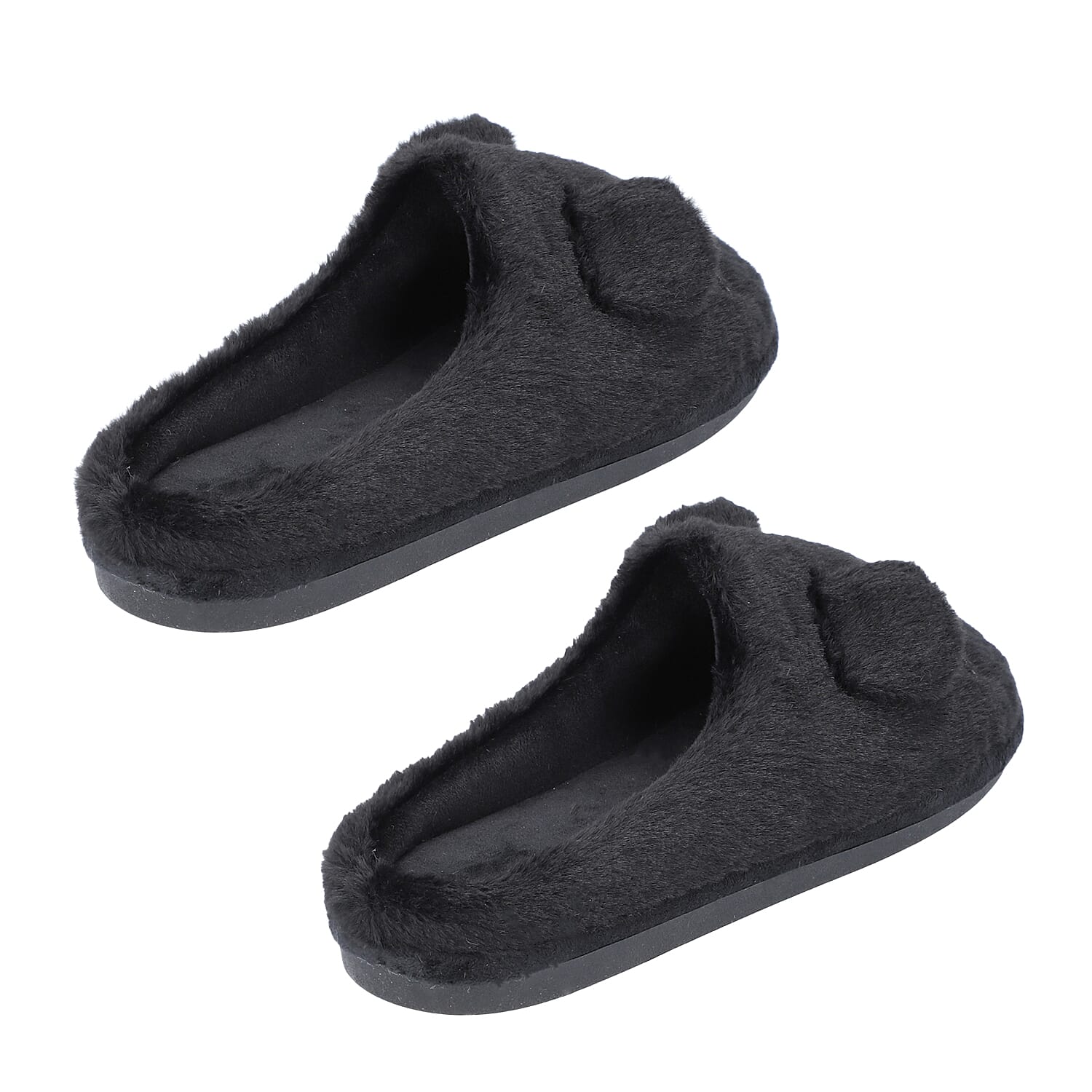Rabbit Faux Fur Slipper - Black