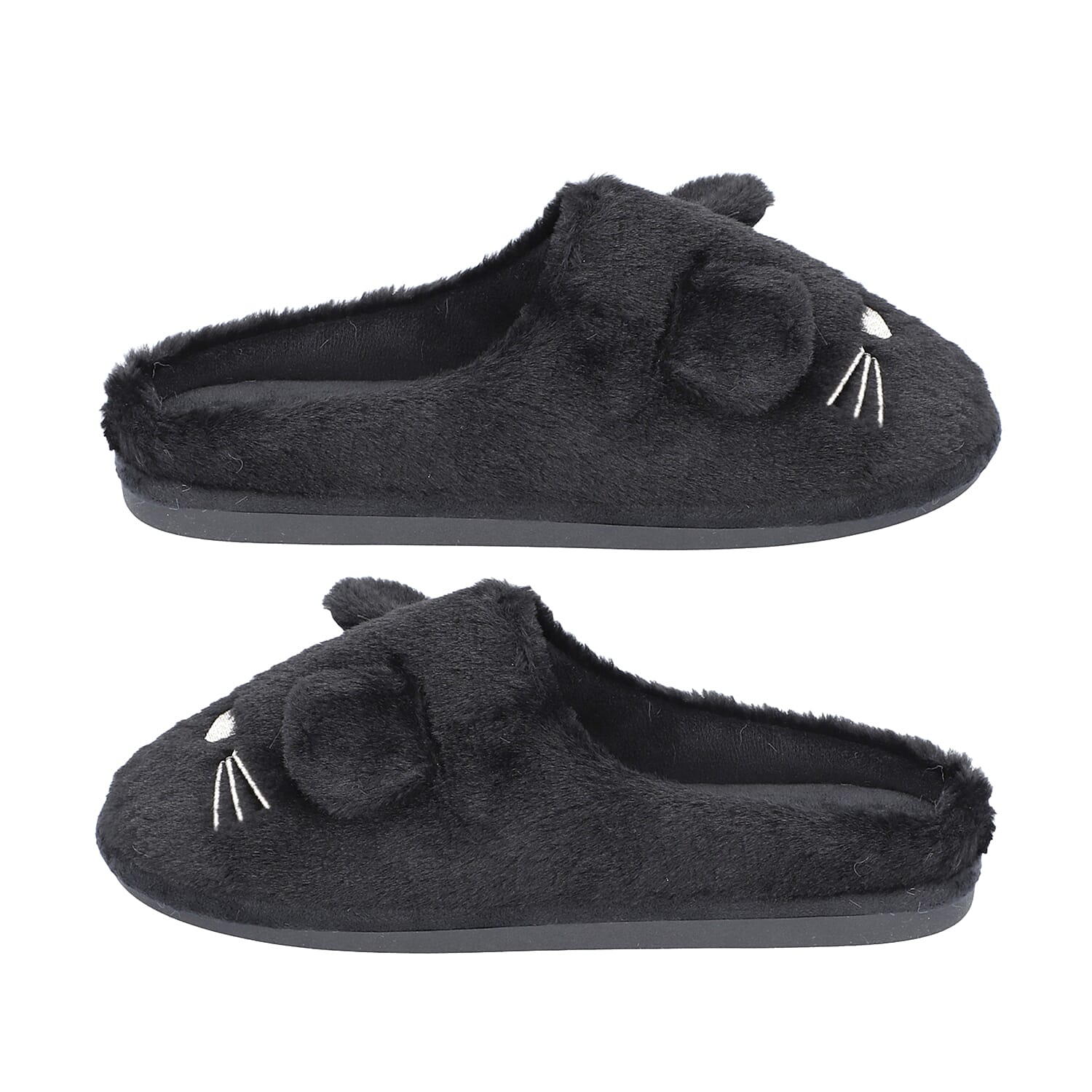 Rabbit Faux Fur Slipper - Black