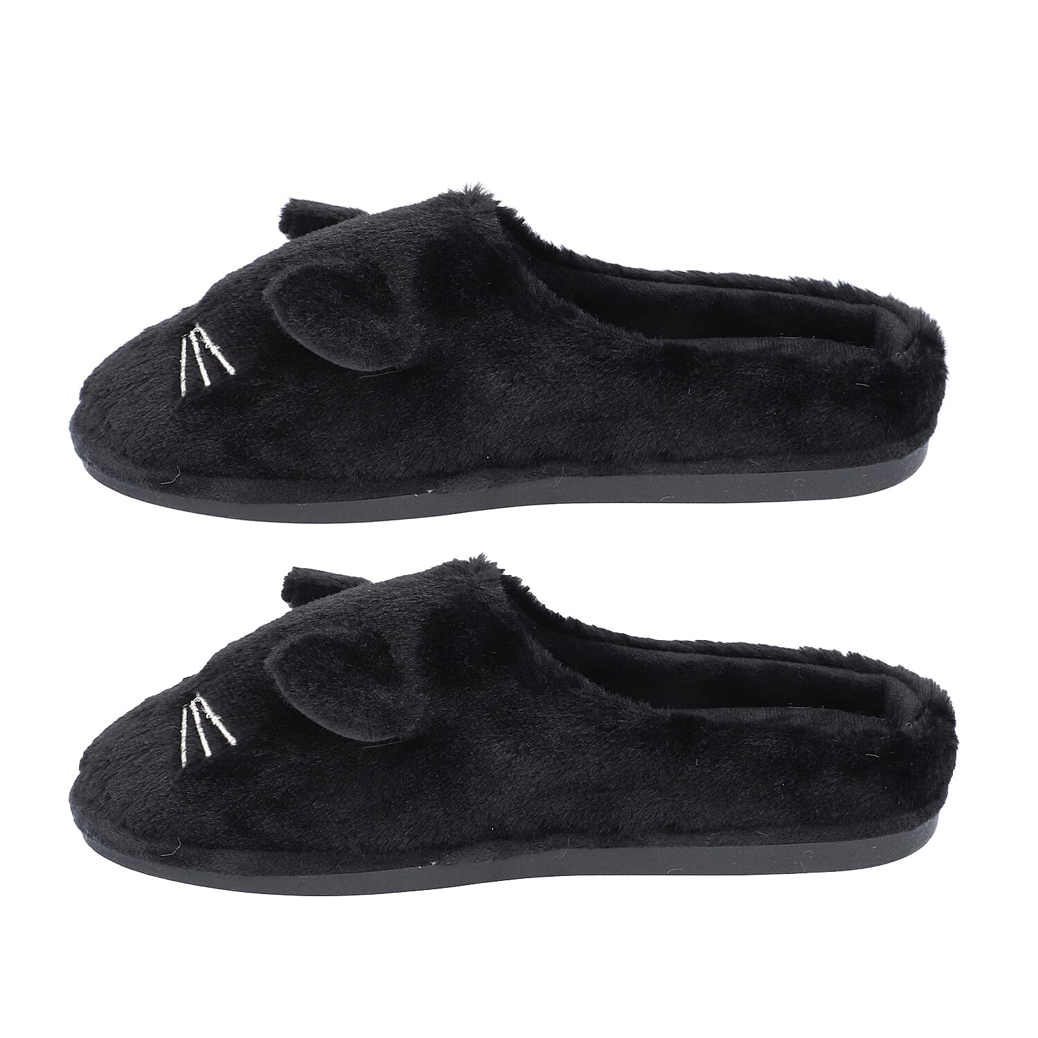 Rabbit Faux Fur Slipper - Black