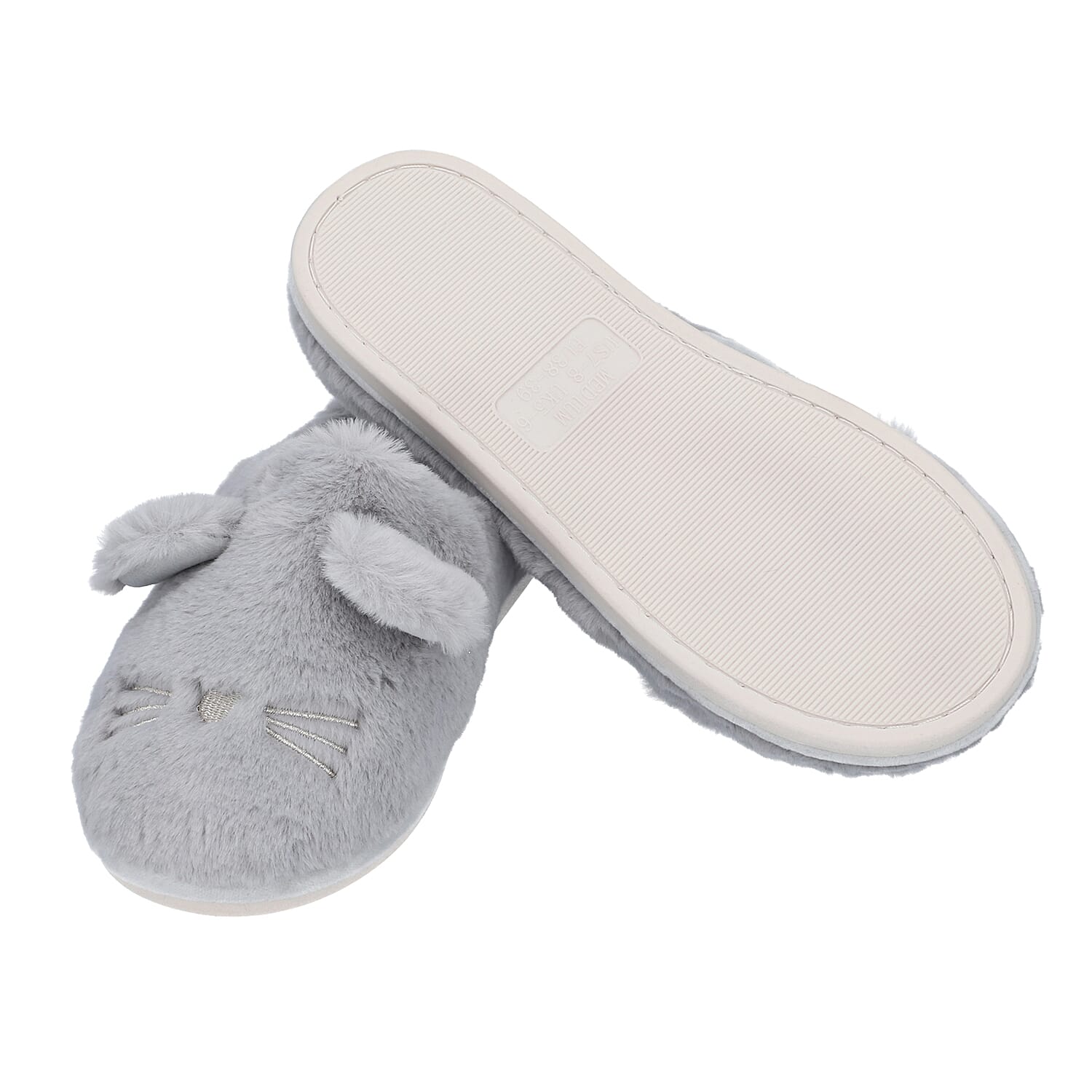 Rabbit Faux Fur Slipper - Black
