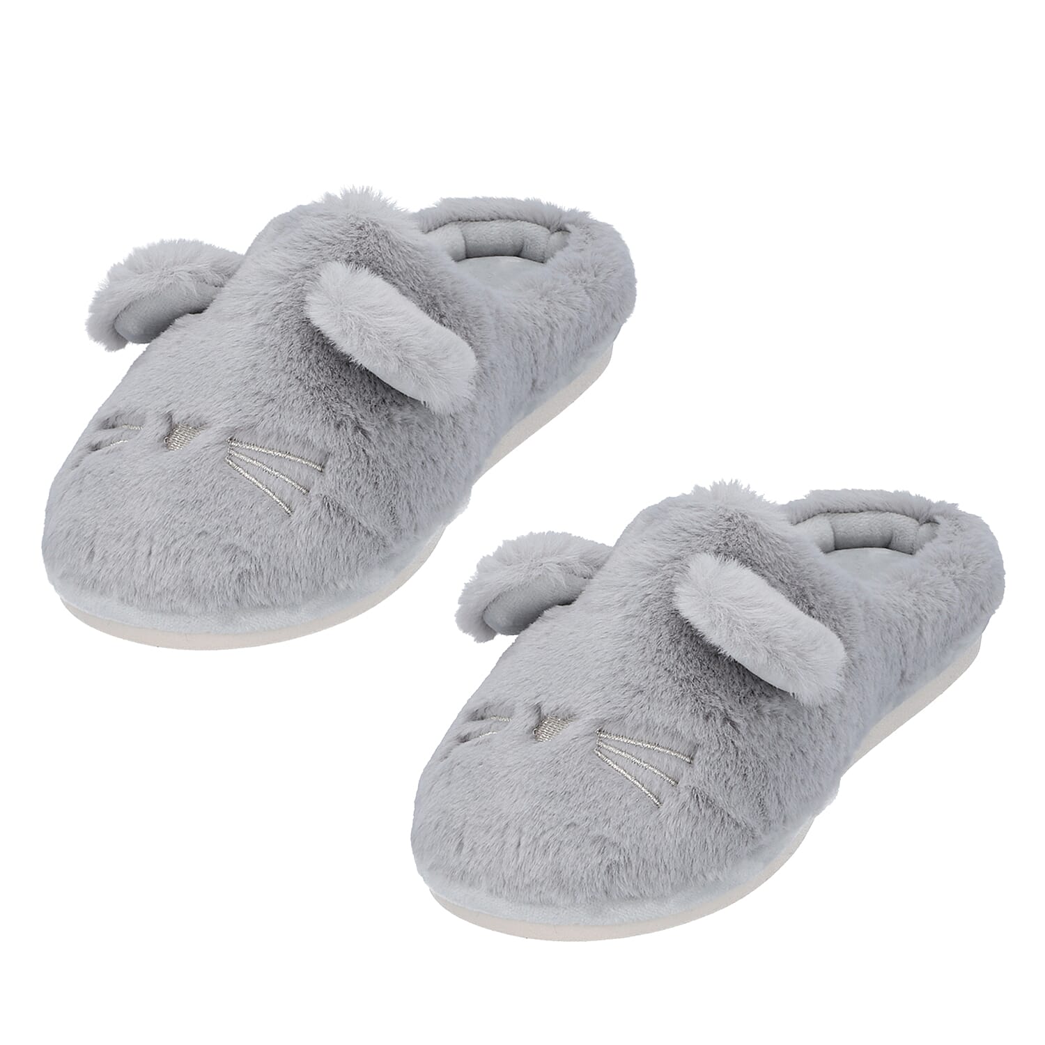 Rabbit Faux Fur Slipper - Black