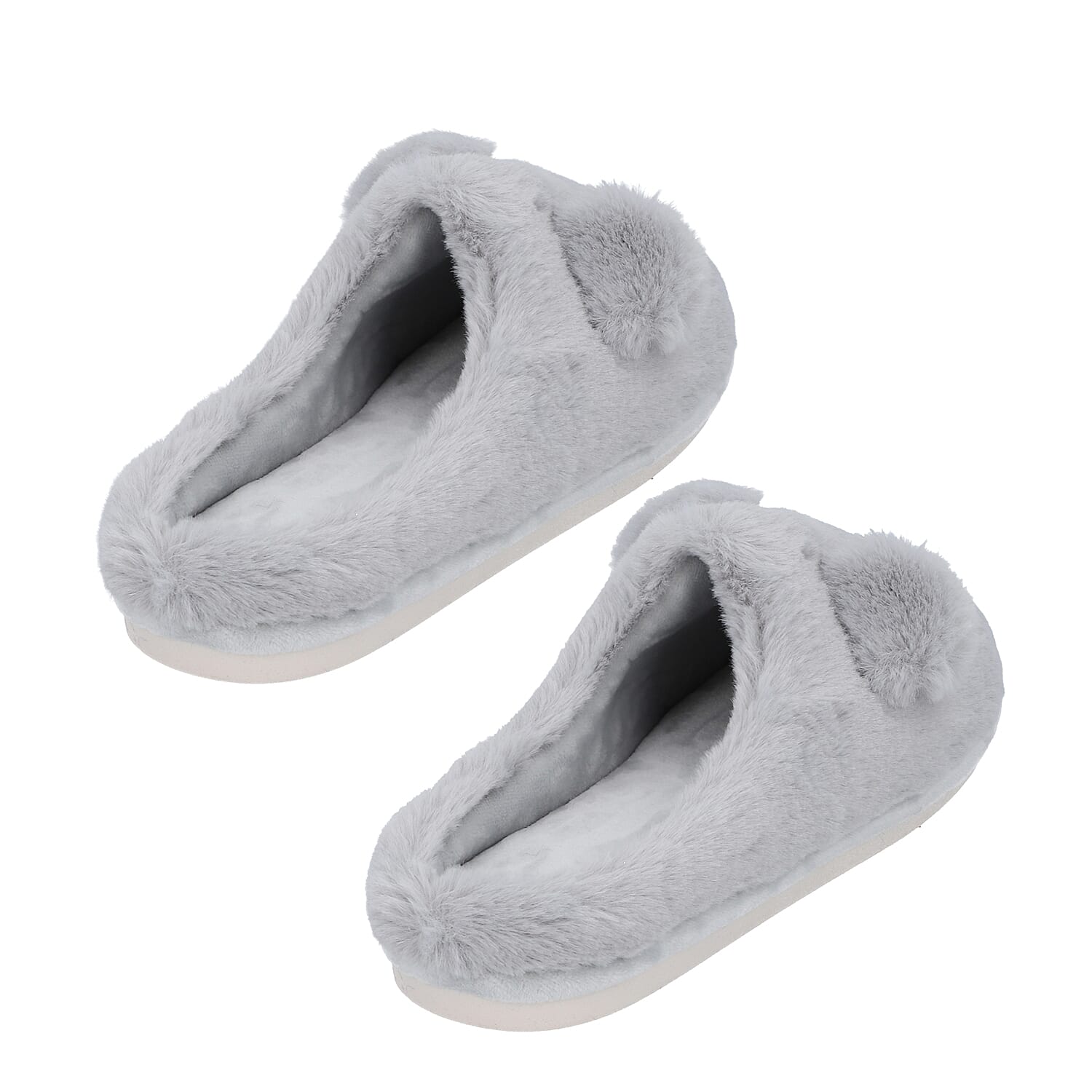 Rabbit Faux Fur Slipper - Black