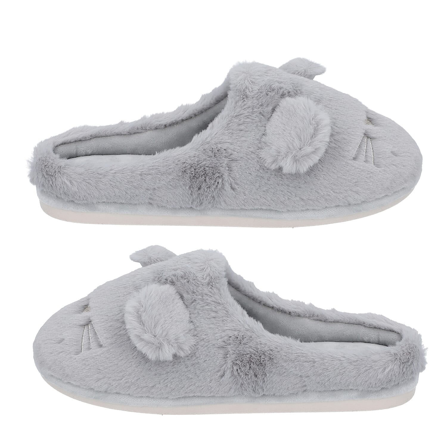 Rabbit Faux Fur Slipper - Black