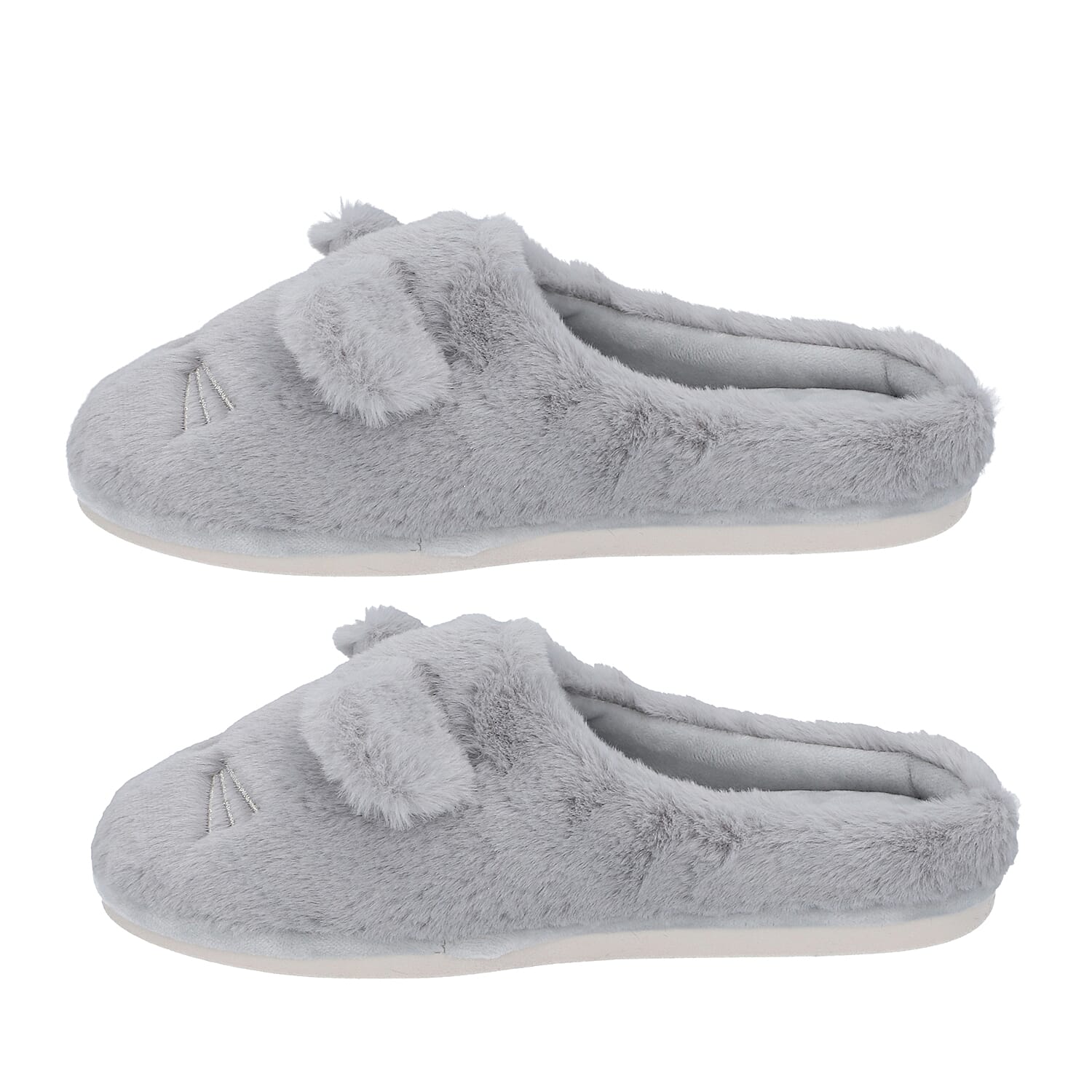 Rabbit Faux Fur Slipper - Black