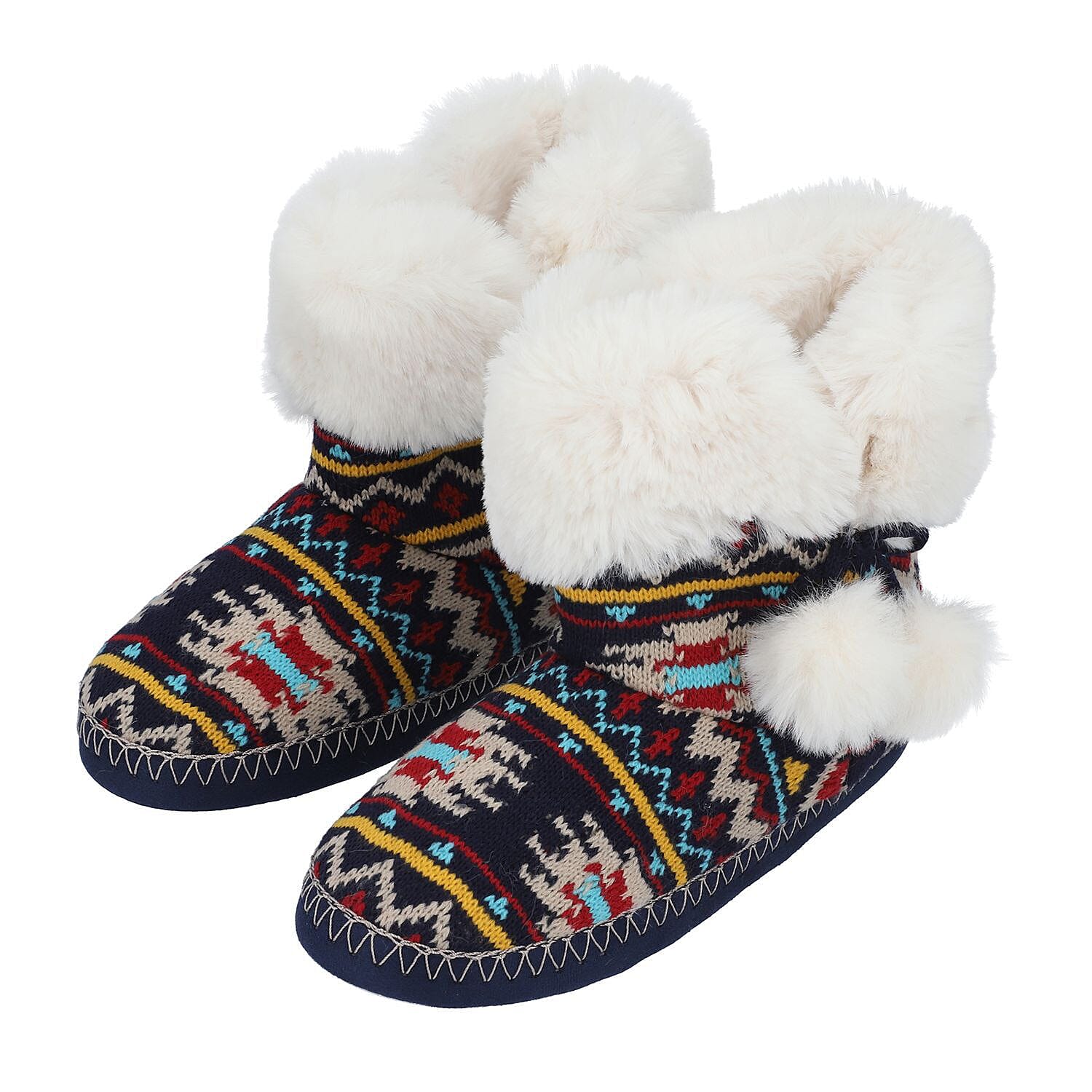 Faux Fur Boots with Waterproof Sole (Size 6-7) - Multi