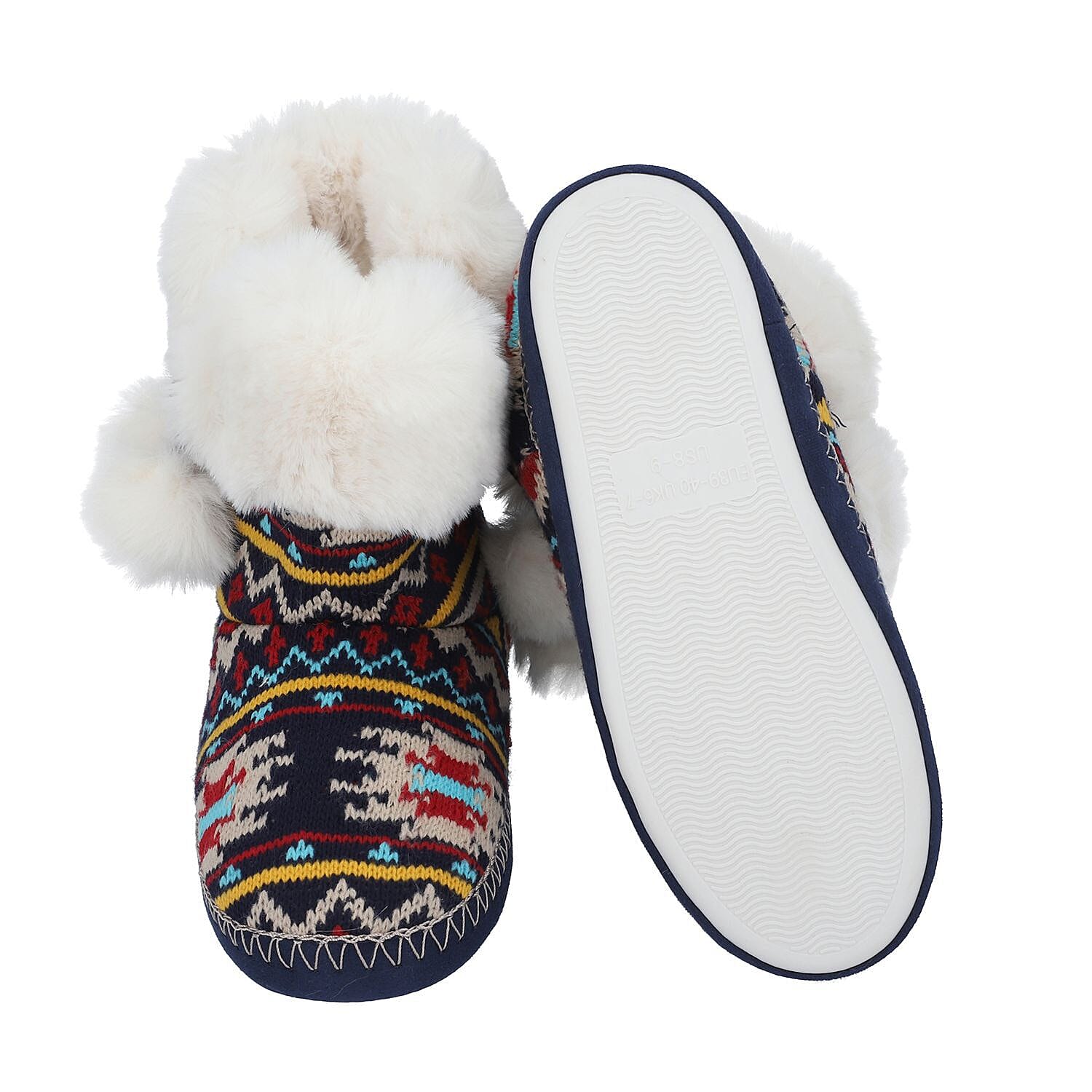 Faux Fur Boots with Waterproof Sole (Size 6-7) - Multi