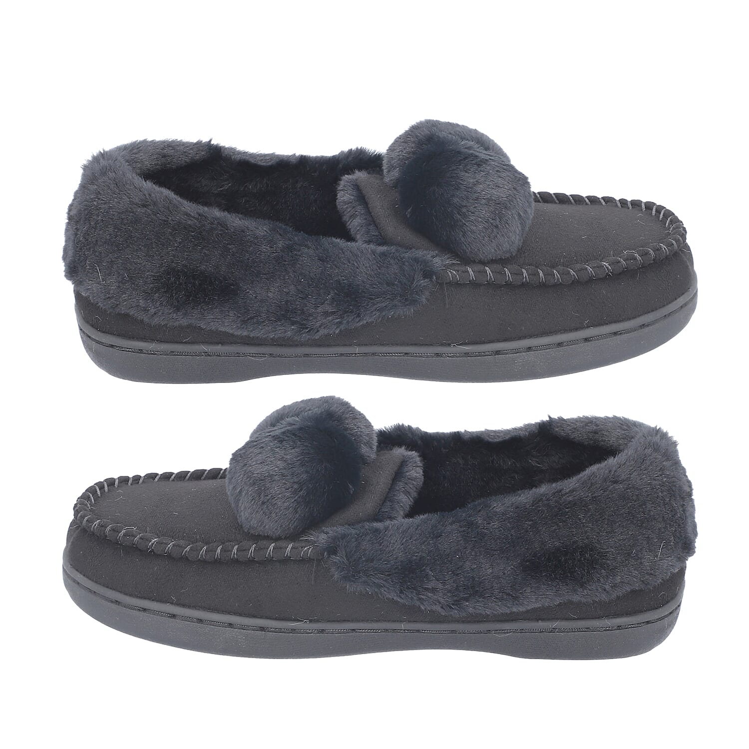 Rabbit Faux Fur Shoes - Black