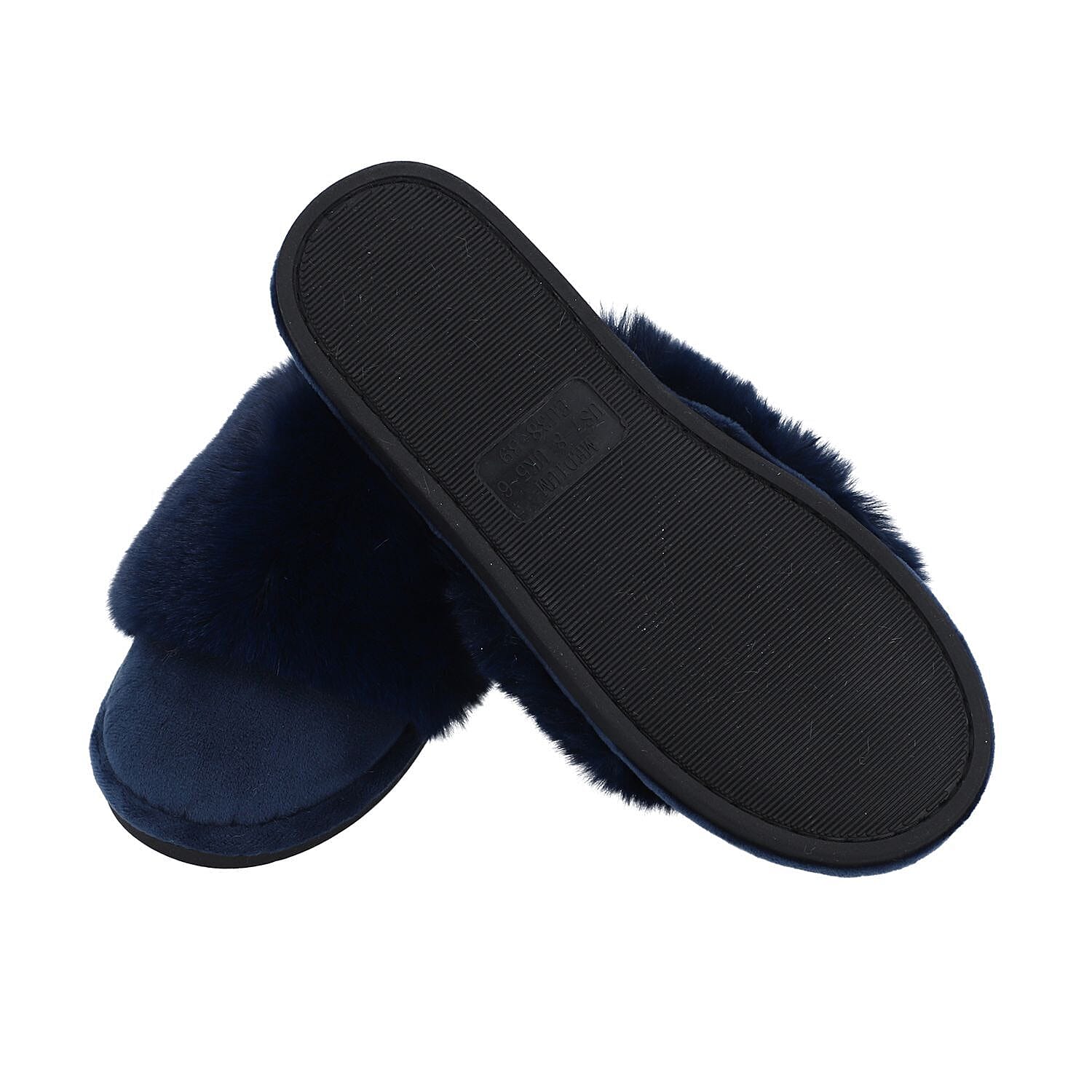 Rabbit Faux Fur Slipper with Waterproof TPR Proctection (Size 3-4) - Navy Blue Rabbit Faux Fur Slipper with Waterproof TPR Proctection (Size 3-4) - Navy Blue