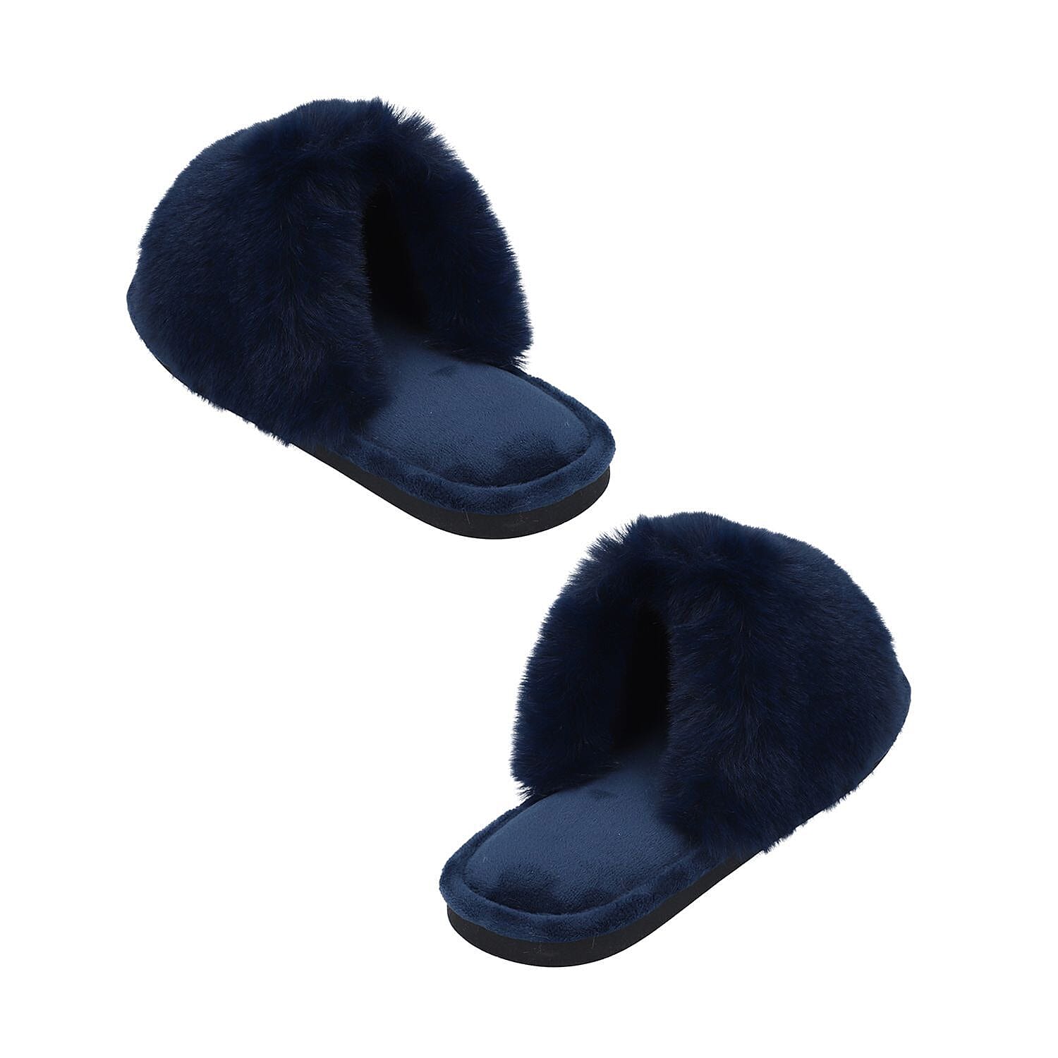 Rabbit Faux Fur Slipper with Waterproof TPR Proctection (Size 3-4) - Navy Blue Rabbit Faux Fur Slipper with Waterproof TPR Proctection (Size 3-4) - Navy Blue