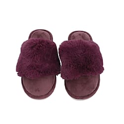 Rabbit Faux Fur Slipper with Waterproof TPR Proctection (Size 3-4) - Navy Blue