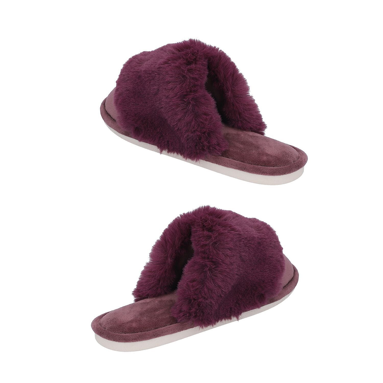 Rabbit Faux Fur Slipper with Waterproof TPR Proctection (Size 3-4) - Navy Blue Rabbit Faux Fur Slipper with Waterproof TPR Proctection (Size 3-4) - Navy Blue