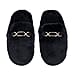 Super Soft Seude Faux Fur Slippers with Gold Chain and Waterproof TPR Sole (Size 5-6) - Black