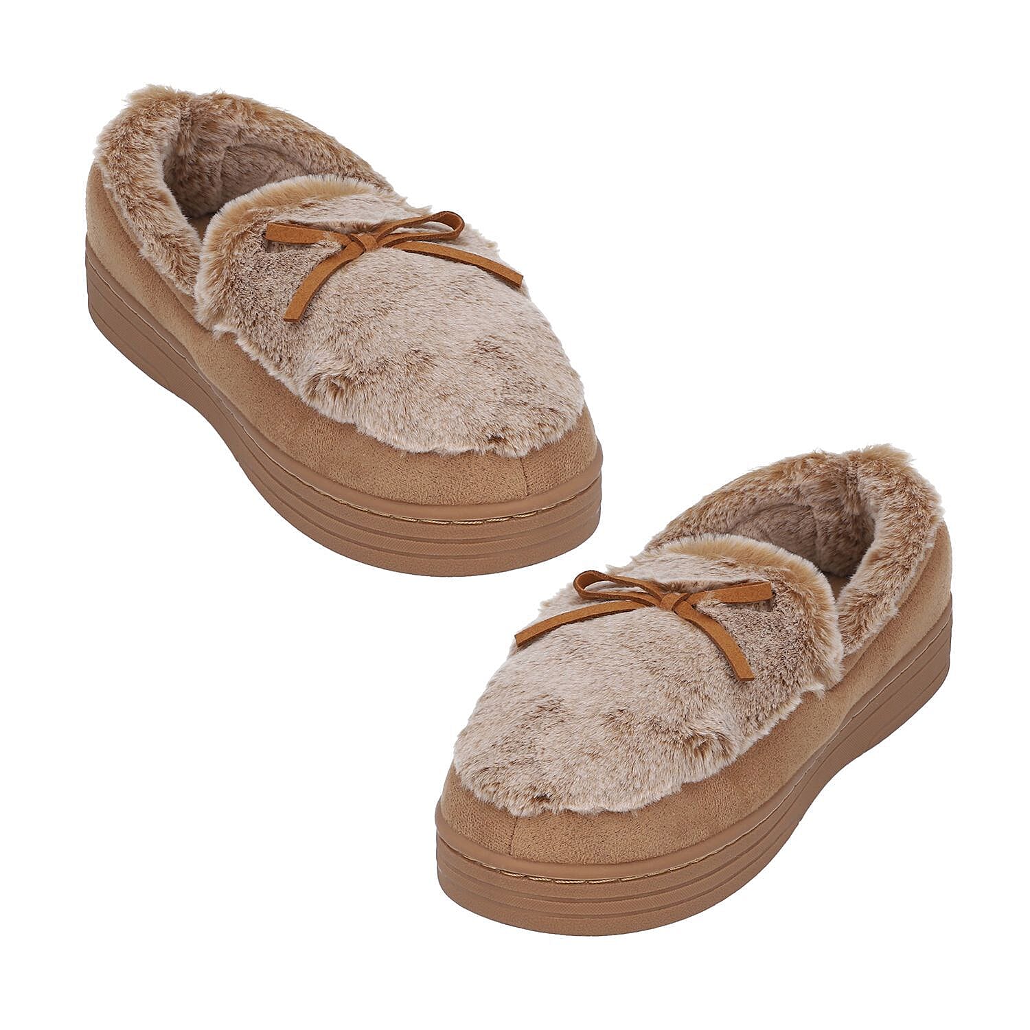 Rabbit Faux Fur Shoes with Waterproof TPR Sole (Size 3-4) - Grey