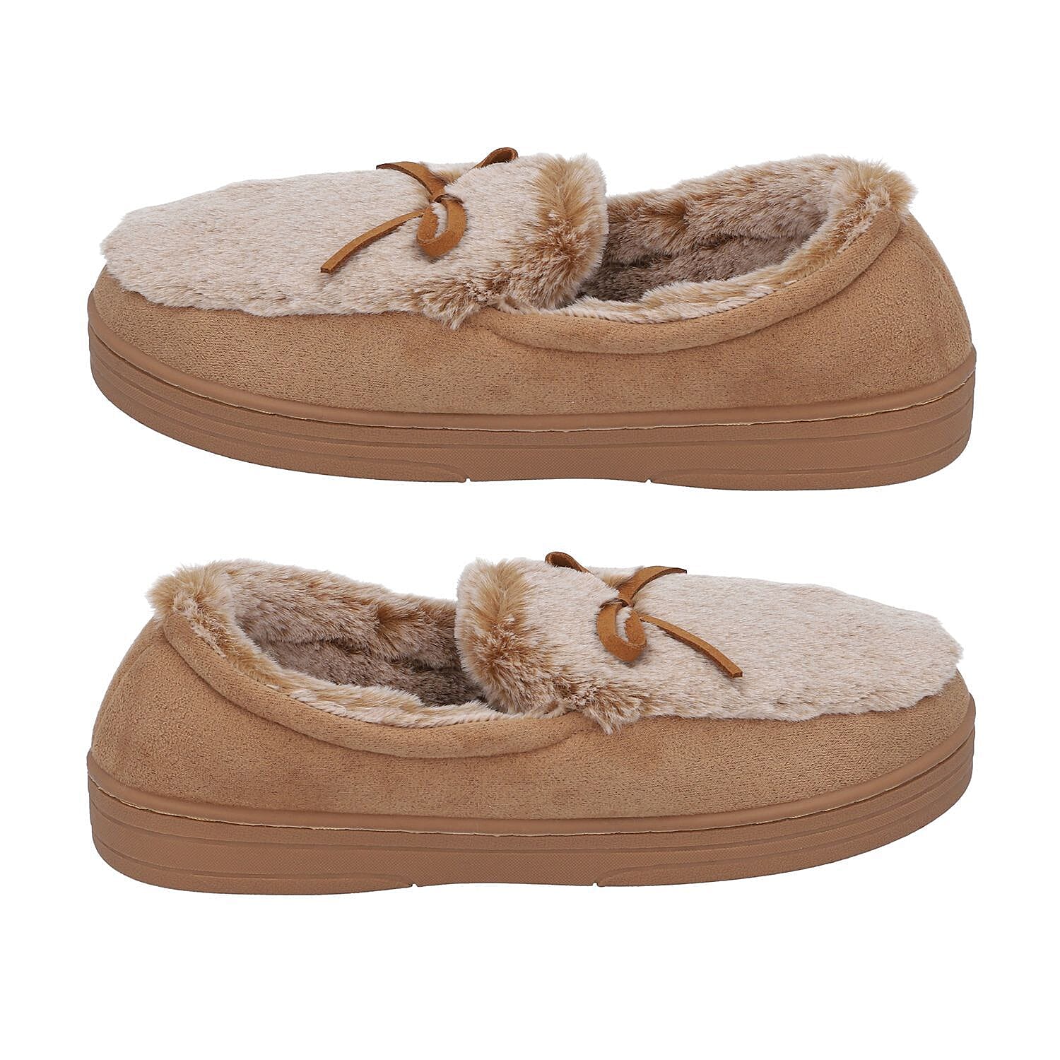 Rabbit Faux Fur Shoes with Waterproof TPR Sole (Size 3-4) - Grey