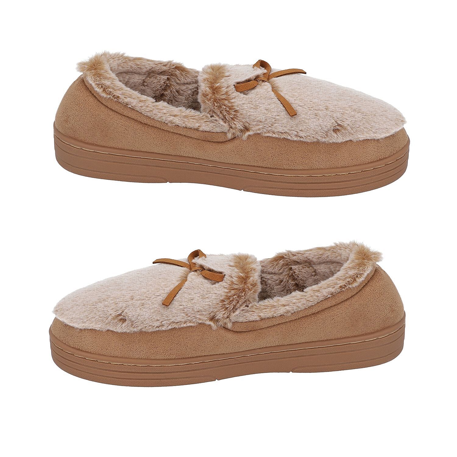 Rabbit Faux Fur Shoes with Waterproof TPR Sole (Size 3-4) - Grey