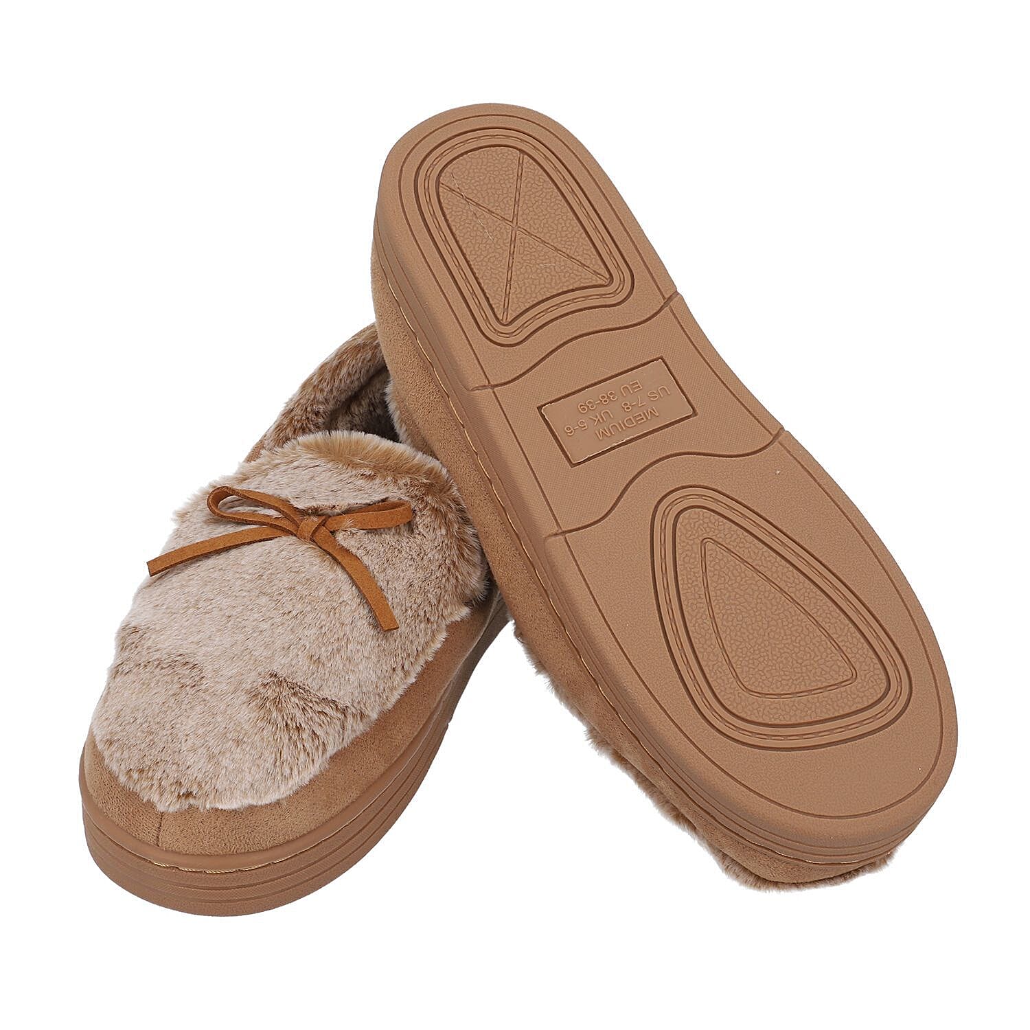 Rabbit Faux Fur Shoes with Waterproof TPR Sole (Size 3-4) - Grey