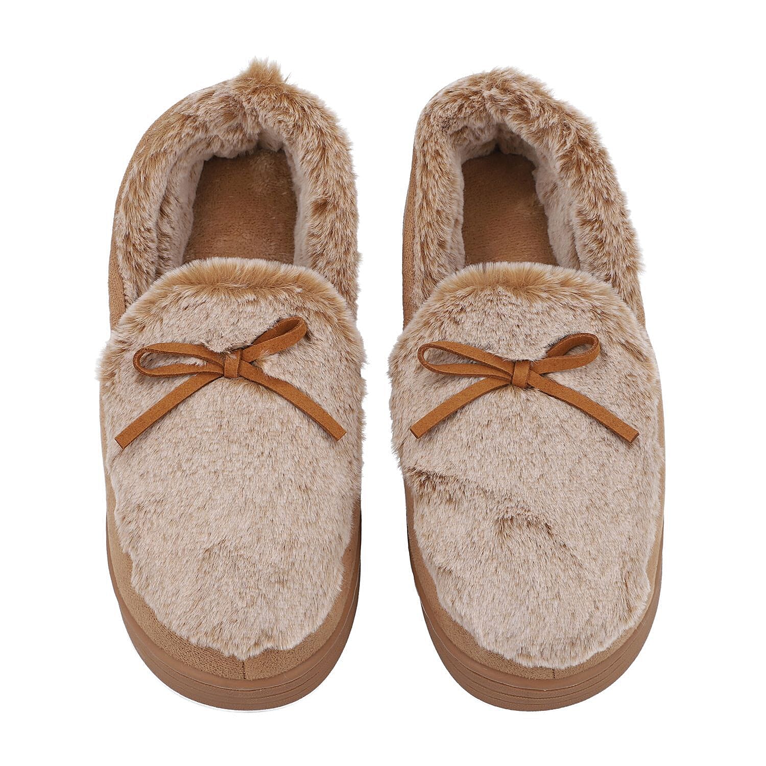 Rabbit Faux Fur Shoes with Waterproof TPR Sole (Size 3-4) - Grey