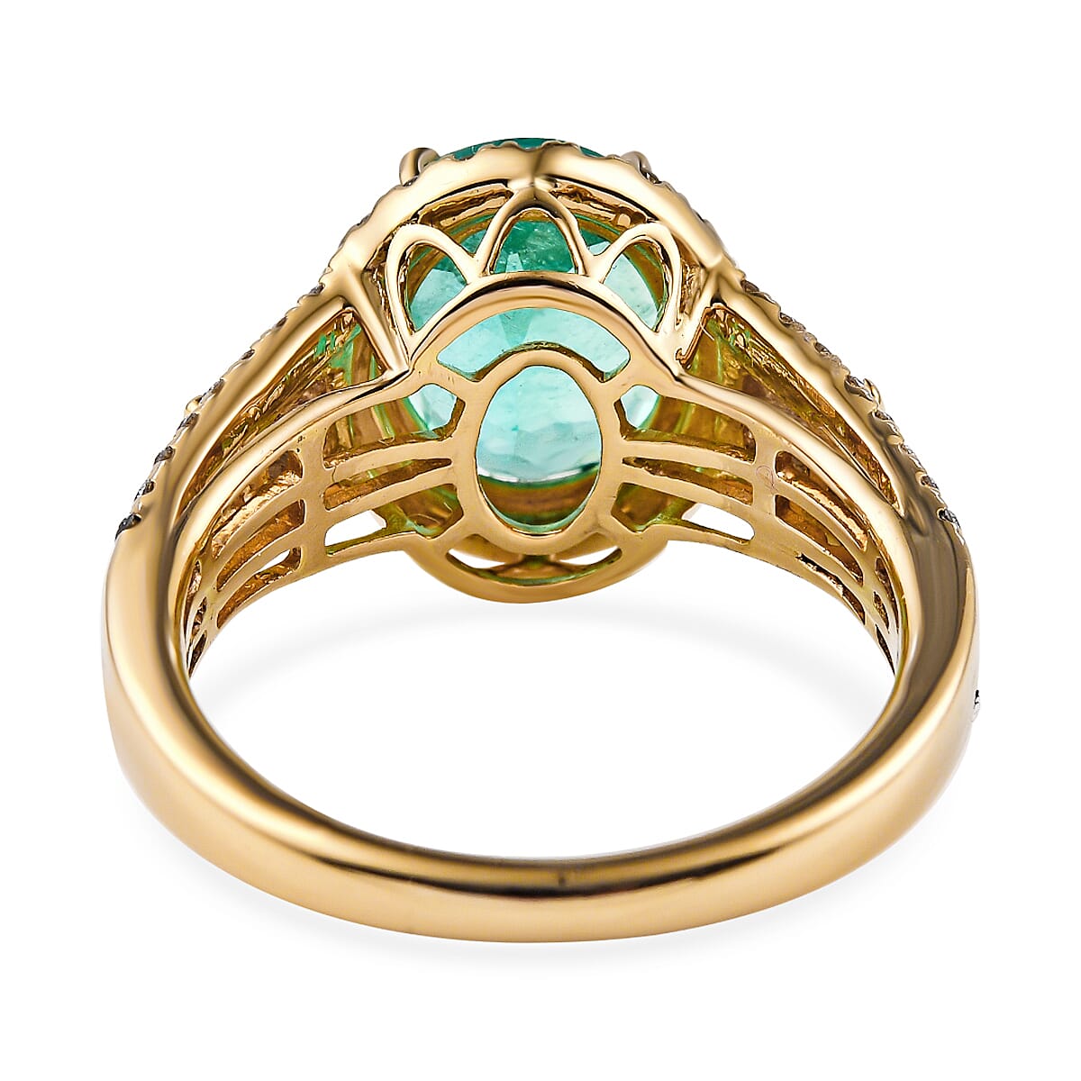 ILIANA 18K Yellow Gold AAA Boyaca Colombian Emerald and Diamond (SI-G-H) Ring 3.90 Ct, Gold Wt. 5.91 Gms