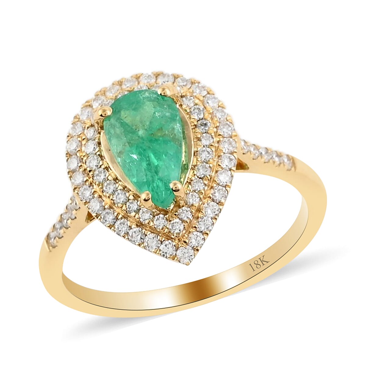 ILIANA 18K Yellow Gold AAA Boyaca Colombian Emerald and Diamond (G-H/S-I) Ring 1.50 Ct