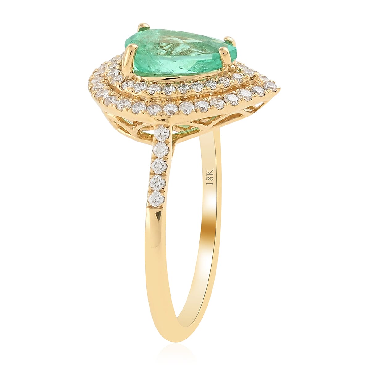 ILIANA 18K Yellow Gold AAA Boyaca Colombian Emerald and Diamond (G-H/S-I) Ring 1.50 Ct