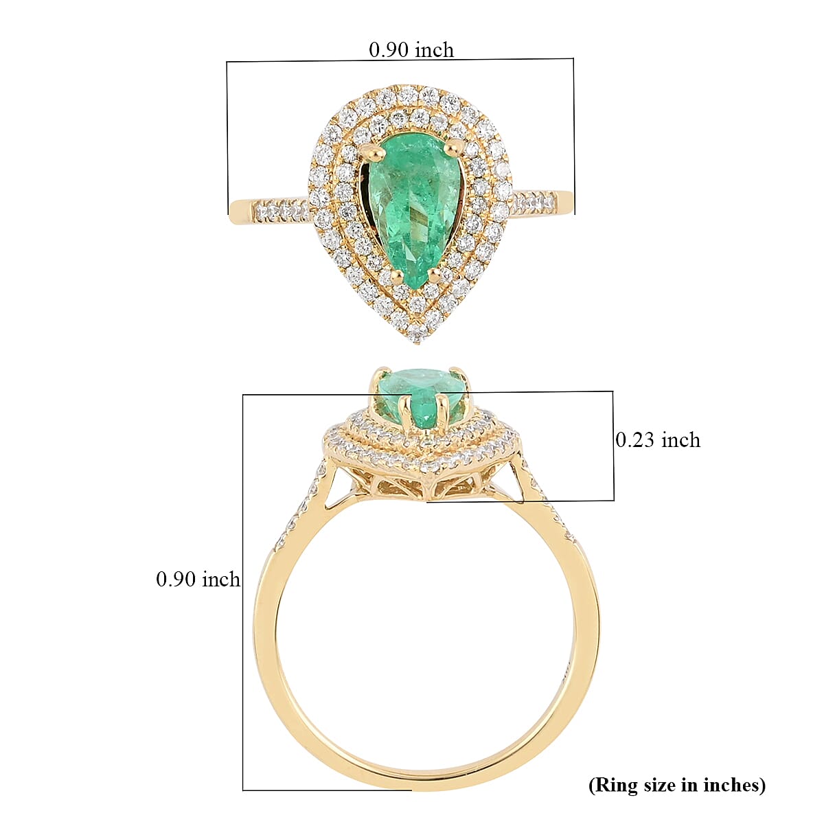 ILIANA 18K Yellow Gold AAA Boyaca Colombian Emerald and Diamond (G-H/S-I) Ring 1.50 Ct