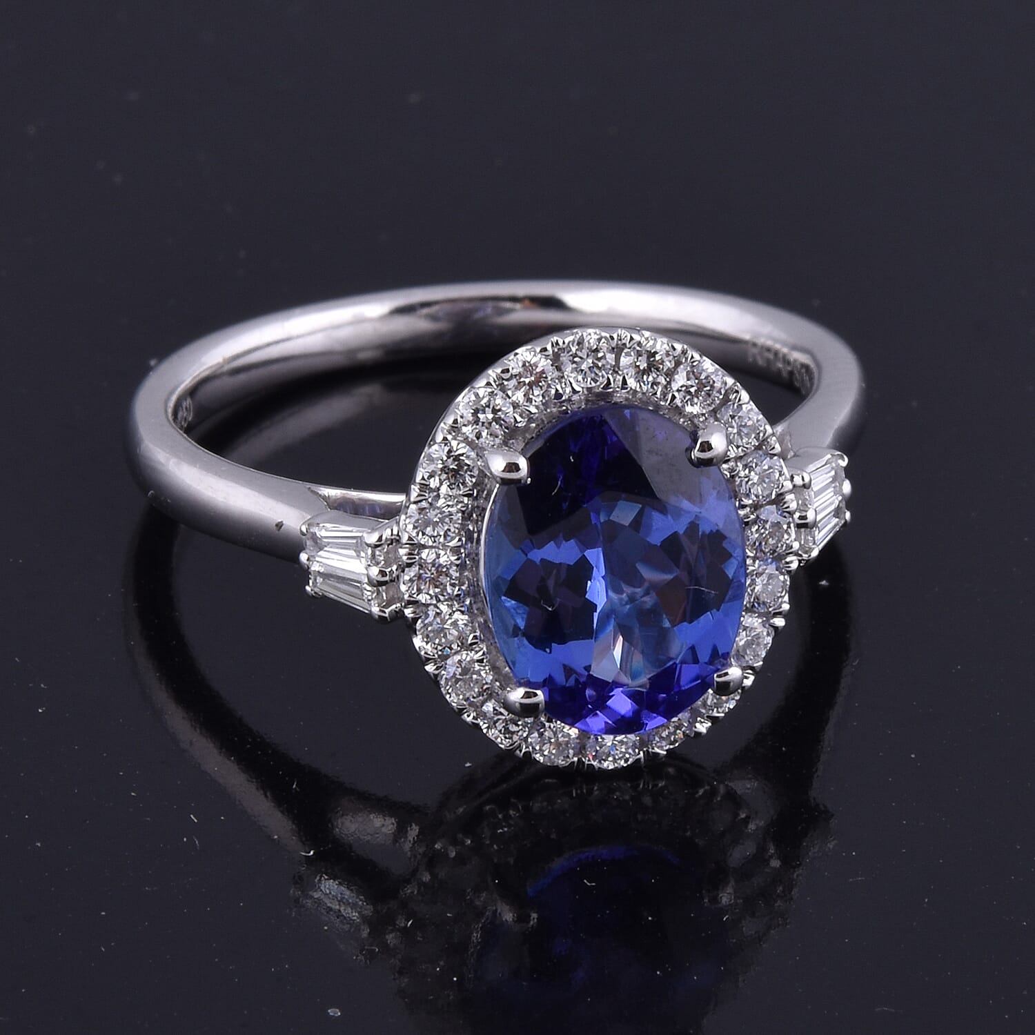 RHAPSODY 950 Platinum AAAA Tanzanite ( 2.00 Cts) and Diamond (VS-E-F) Ring 2.36 Ct.