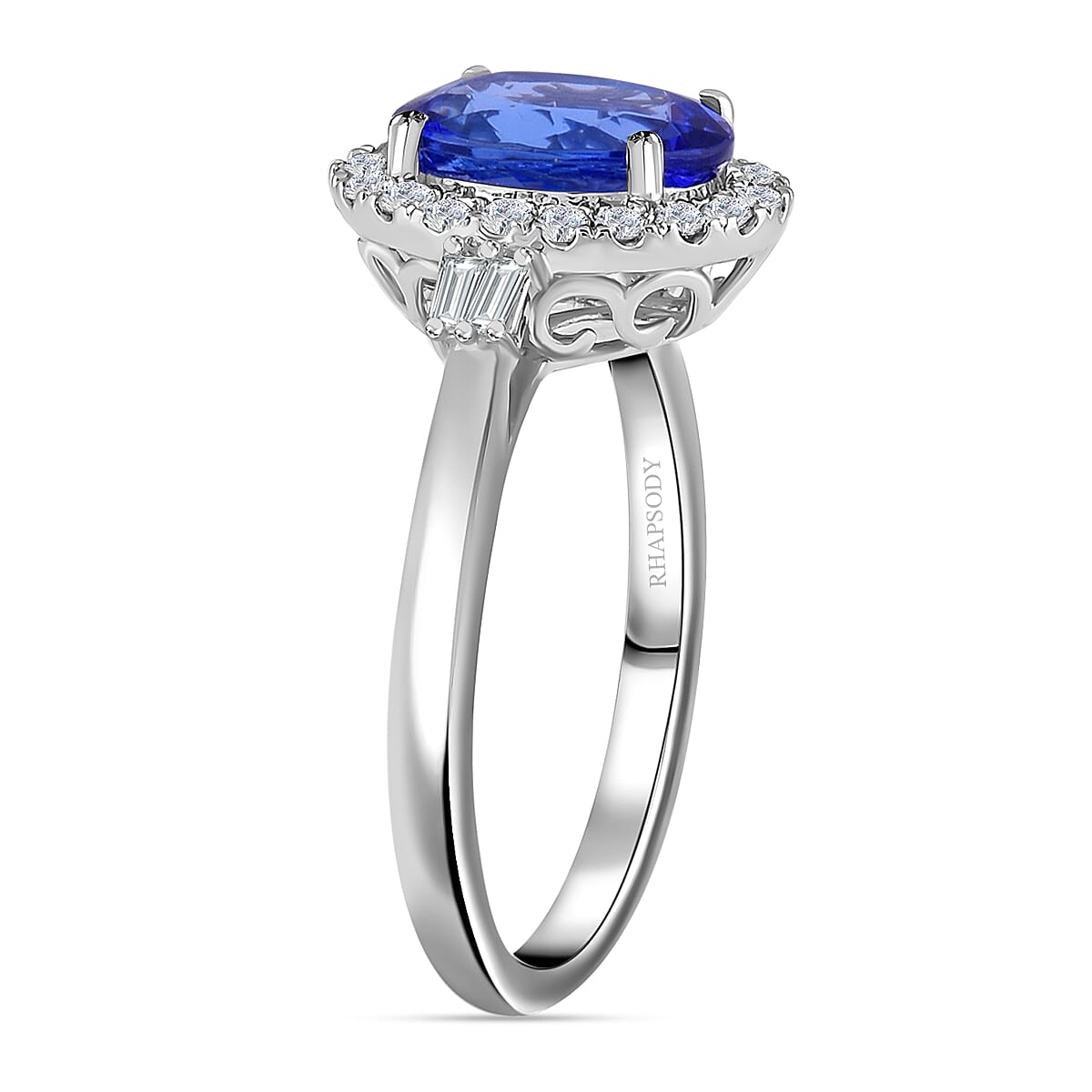 RHAPSODY 950 Platinum AAAA Tanzanite ( 2.00 Cts) and Diamond (VS-E-F) Ring 2.36 Ct.