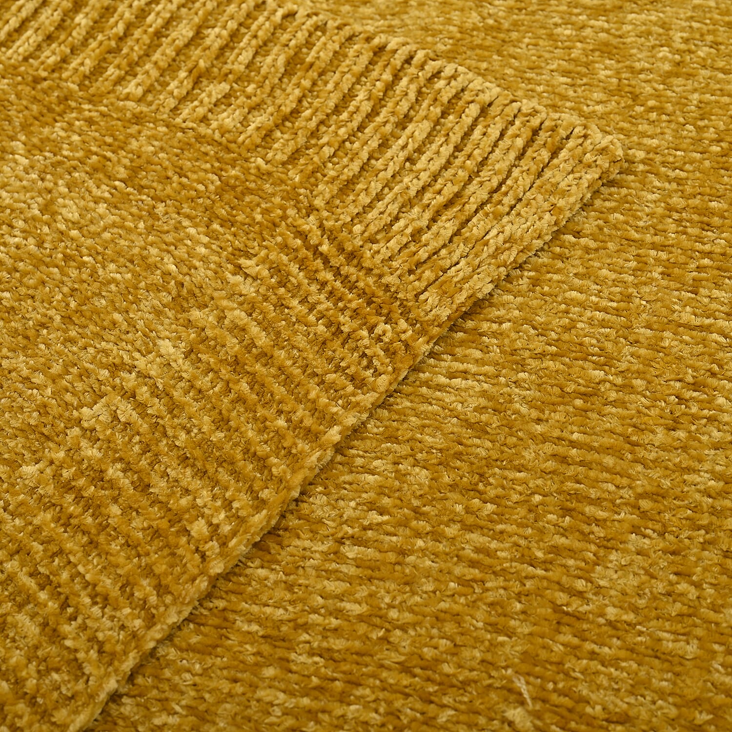 Close Out Deal - Chenille Wrinkle and Stain Resistance Throw with Border (Size 130x170 Cm) - Yellow