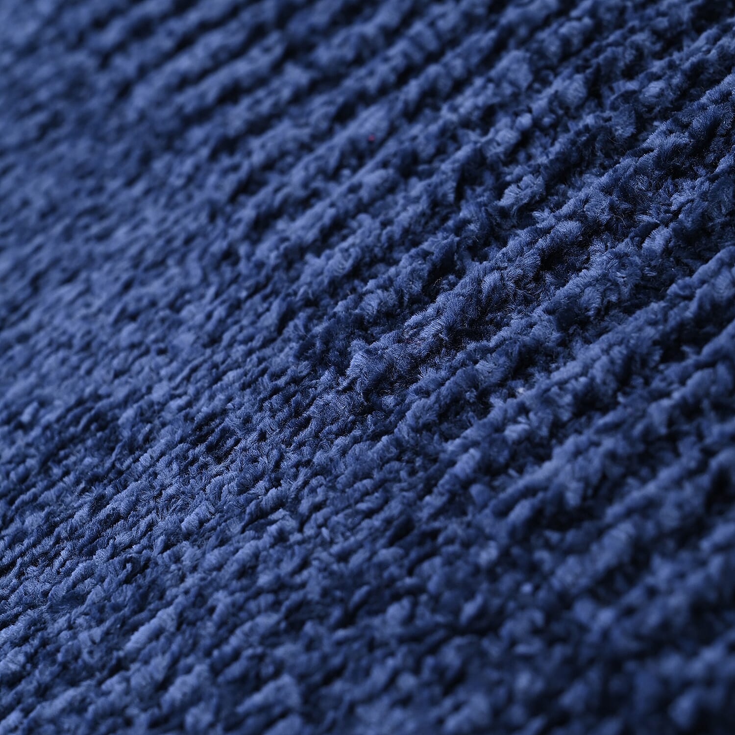 Close Out Deal - Chenille Wrinkle and Stain Resistance Solid Throw with Border (Size 130x170 Cm) - Navy Blue