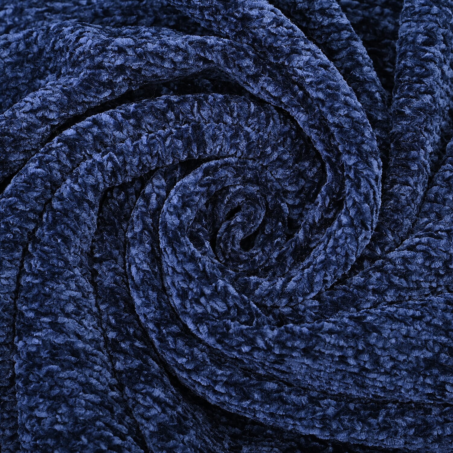 Close Out Deal - Chenille Wrinkle and Stain Resistance Solid Throw with Border (Size 130x170 Cm) - Navy Blue