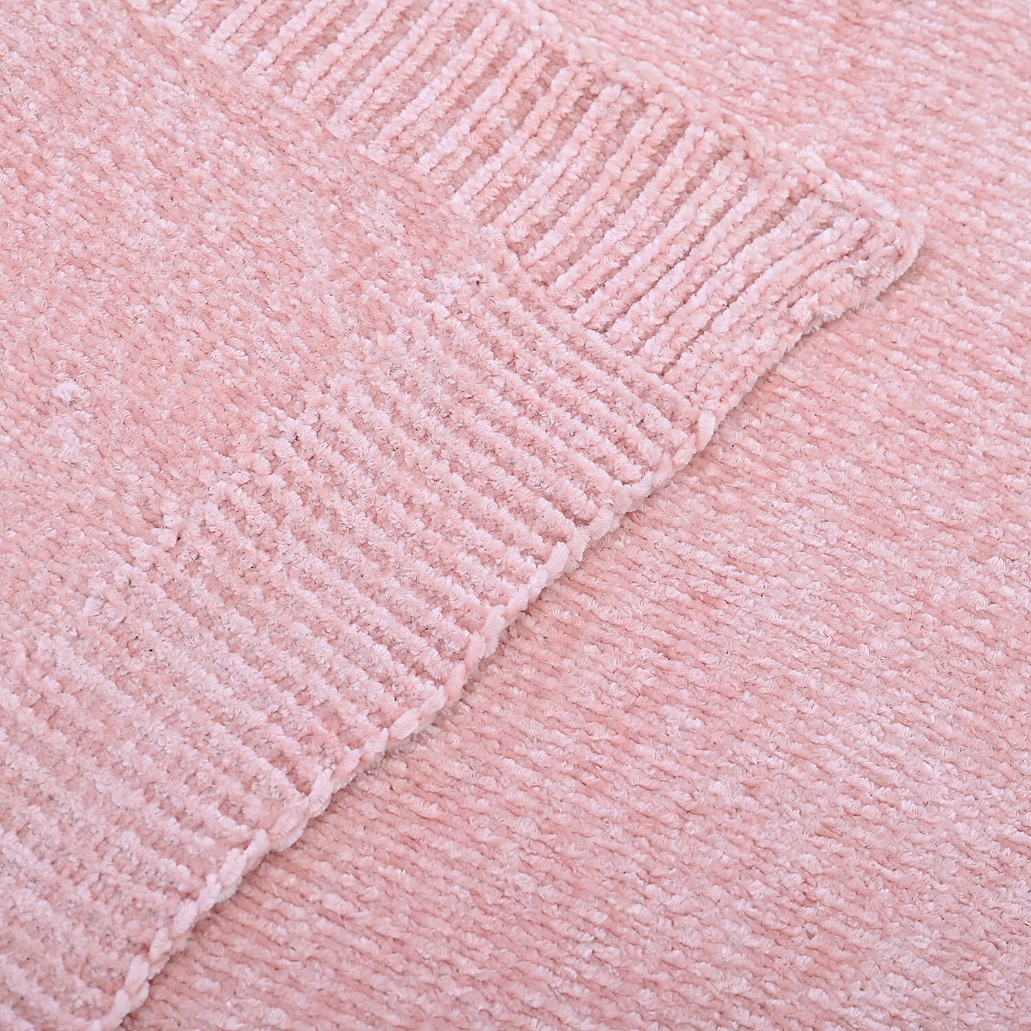 Close Out Deal - Chenille Wrinkle and Stain Resistance Throw with Border (Size 130x170 Cm) - Pink