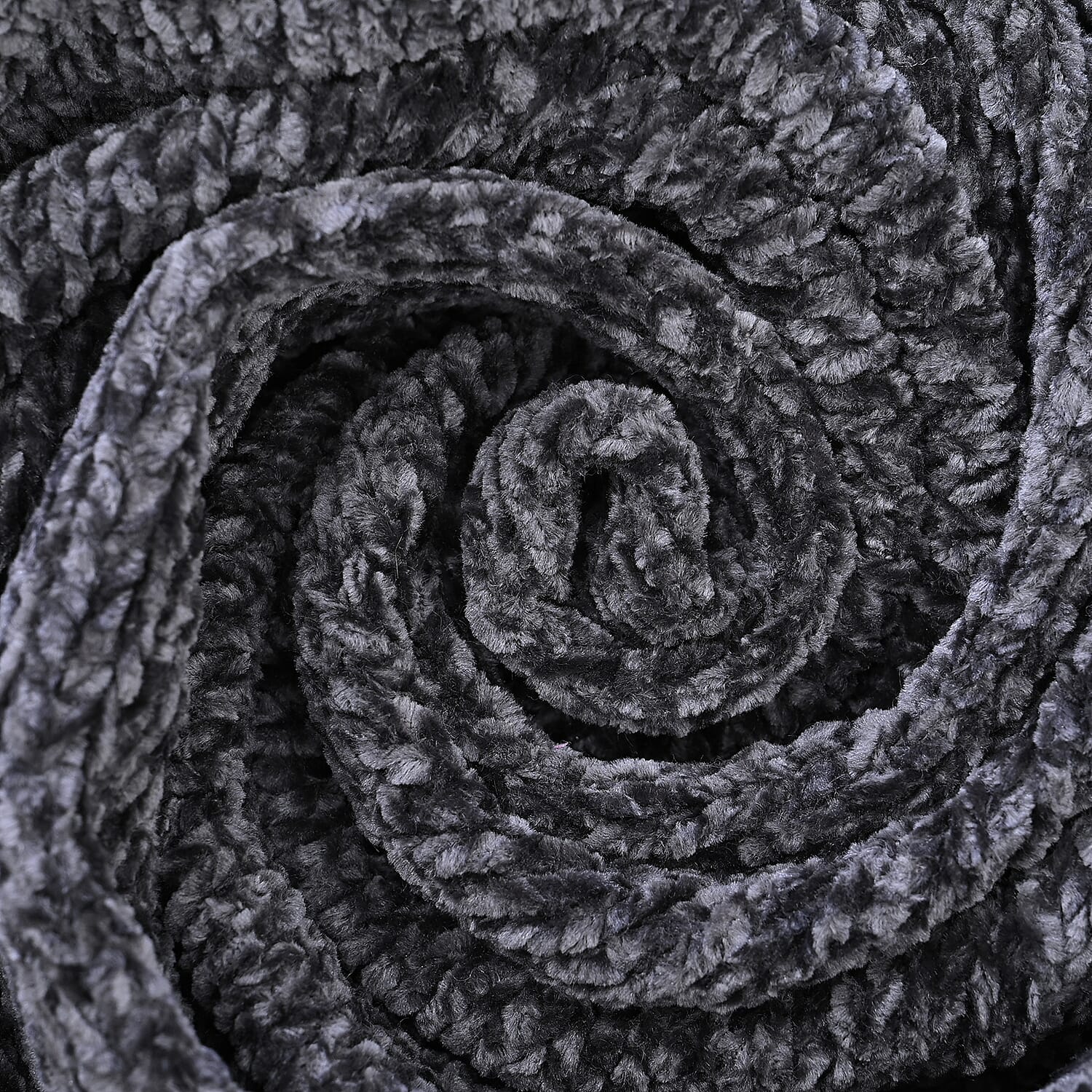 Close Out Deal- Chenille Wrinkle and Stain Resistance Throw with Border (Size 130x170cm) - Grey