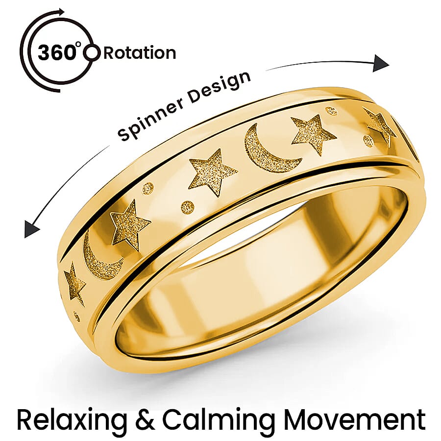 Sterling Silver Fidget Spinner Band Anxiety Stress Reliever Ring for Men and Women