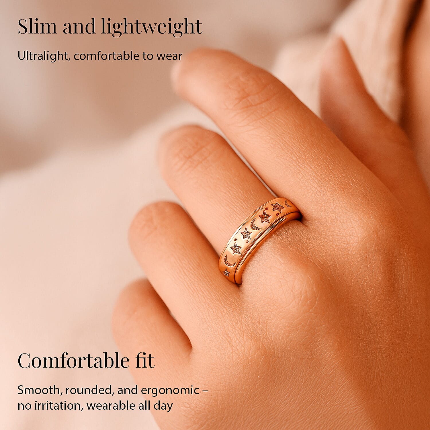 Sterling Silver Fidget Spinner Band Anxiety Stress Reliever Ring for Men and Women