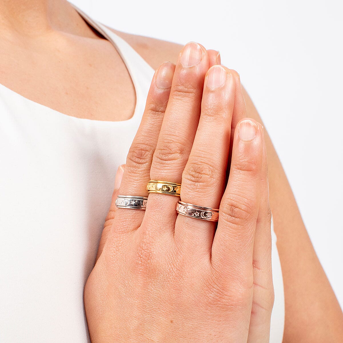 Sterling Silver Fidget Spinner Band Anxiety Stress Reliever Ring for Men and Women