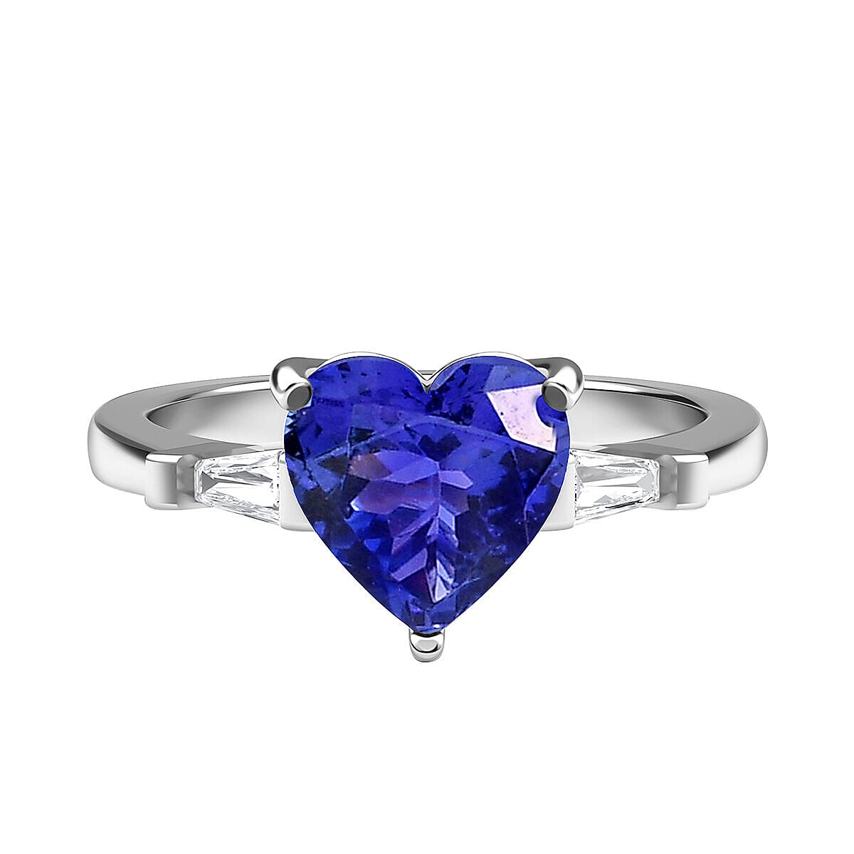 RHAPSODY 950 Platinum AAAA Tanzanite and Diamond (VS-E-F) Heart Ring 2.10 Ct.
