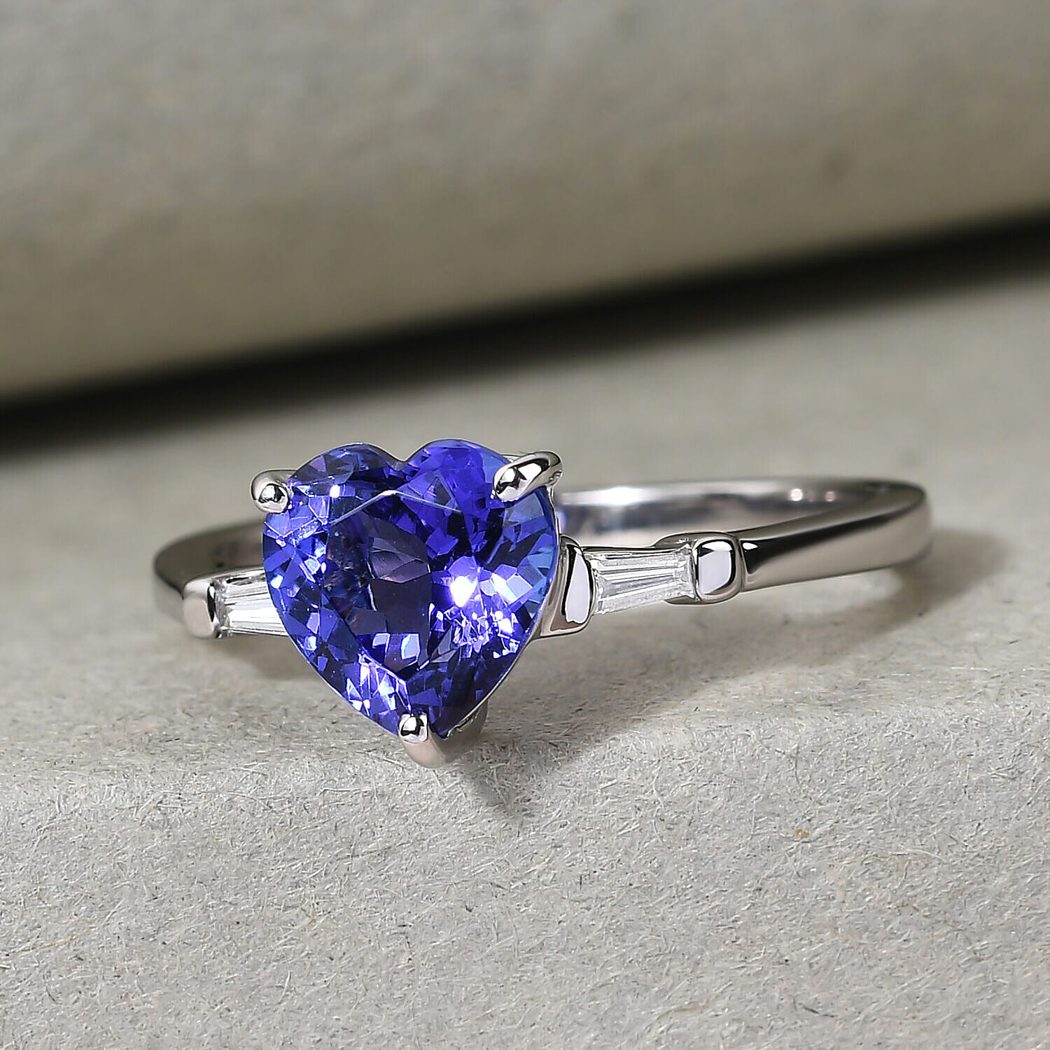 RHAPSODY 950 Platinum AAAA Tanzanite and Diamond (VS-E-F) Heart Ring 2.10 Ct.