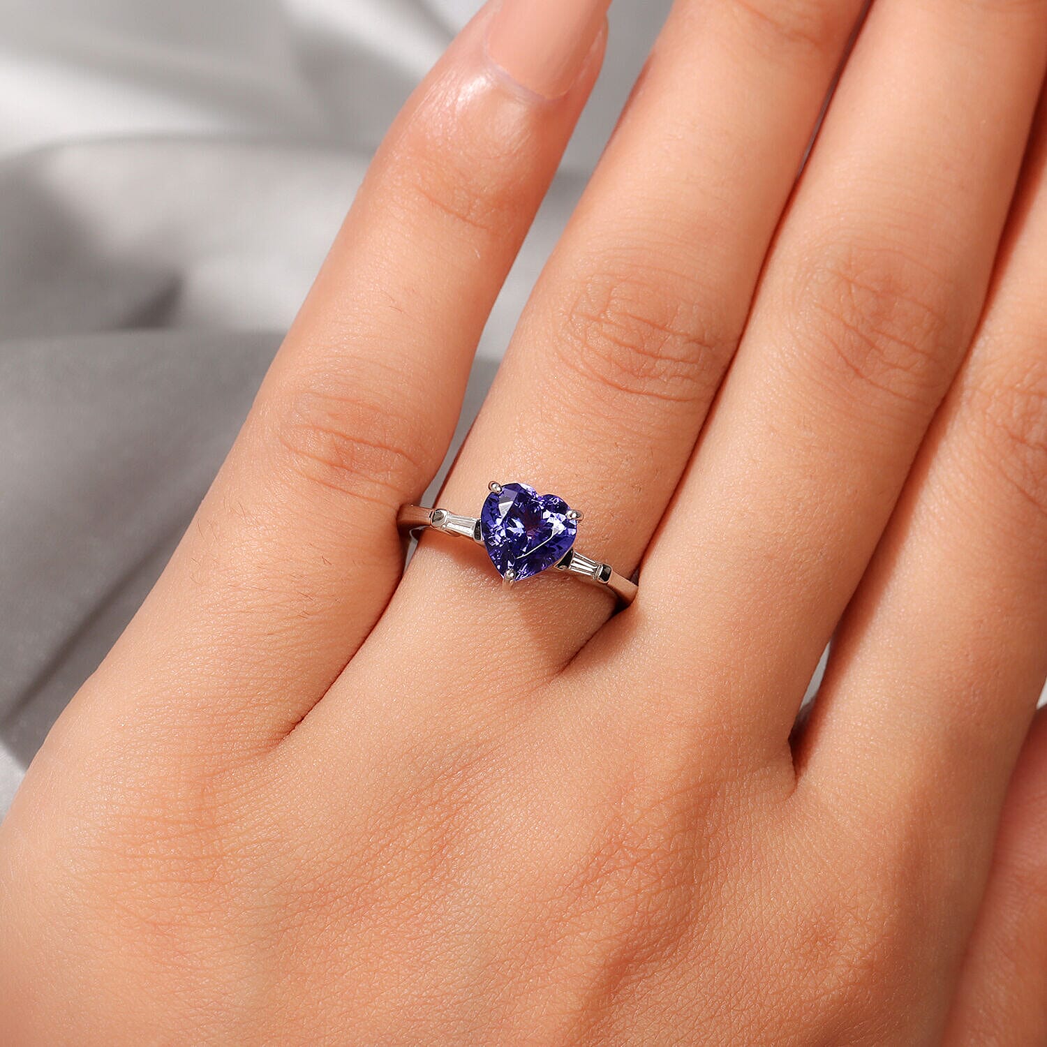 RHAPSODY 950 Platinum AAAA Tanzanite and Diamond (VS-E-F) Heart Ring 2.10 Ct.