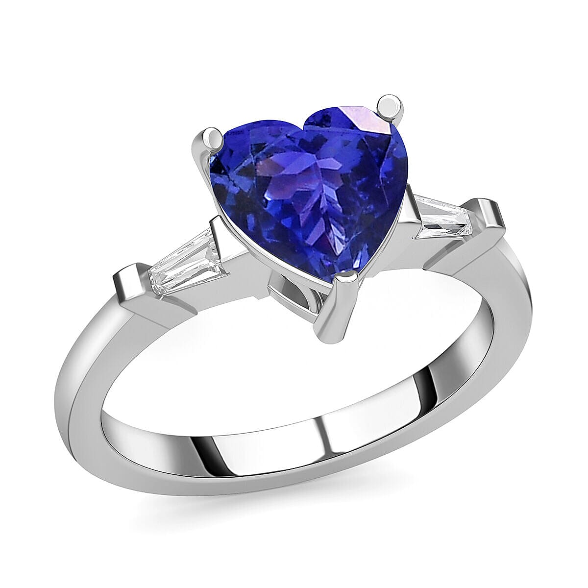 RHAPSODY 950 Platinum AAAA Tanzanite and Diamond (VS-E-F) Heart Ring 2.10 Ct.