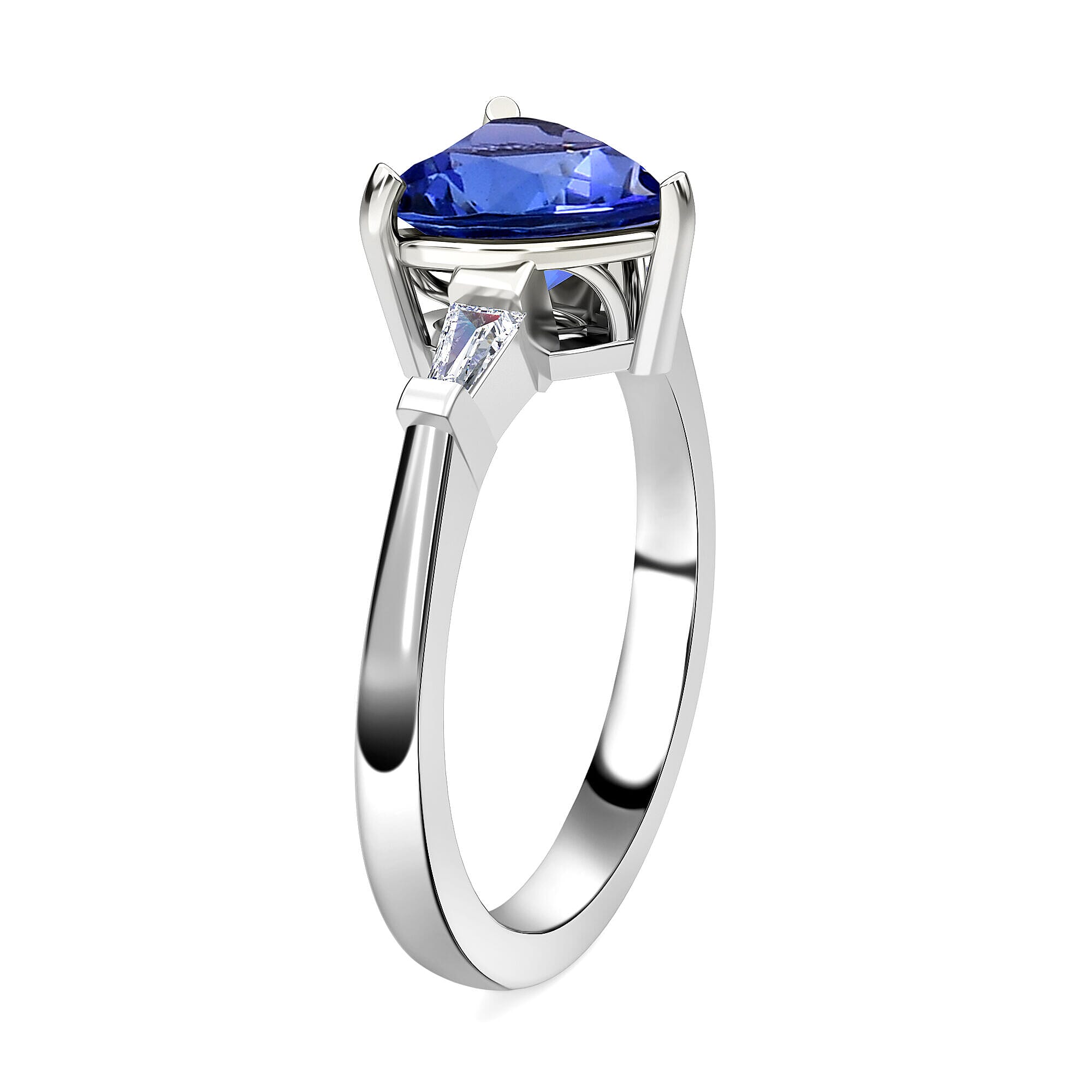 RHAPSODY 950 Platinum AAAA Tanzanite and Diamond (VS-E-F) Heart Ring 2.10 Ct.