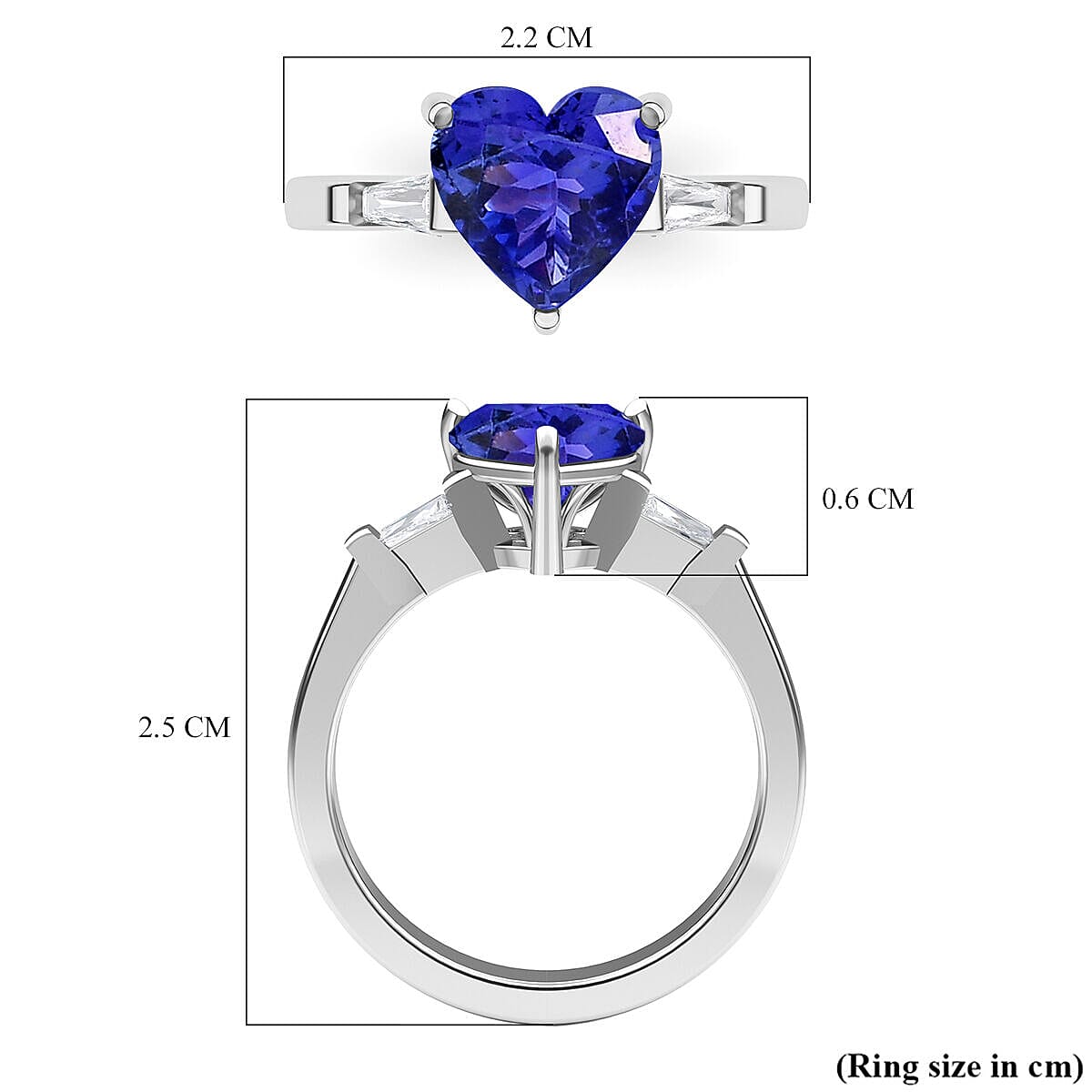 RHAPSODY 950 Platinum AAAA Tanzanite and Diamond (VS-E-F) Heart Ring 2.10 Ct.
