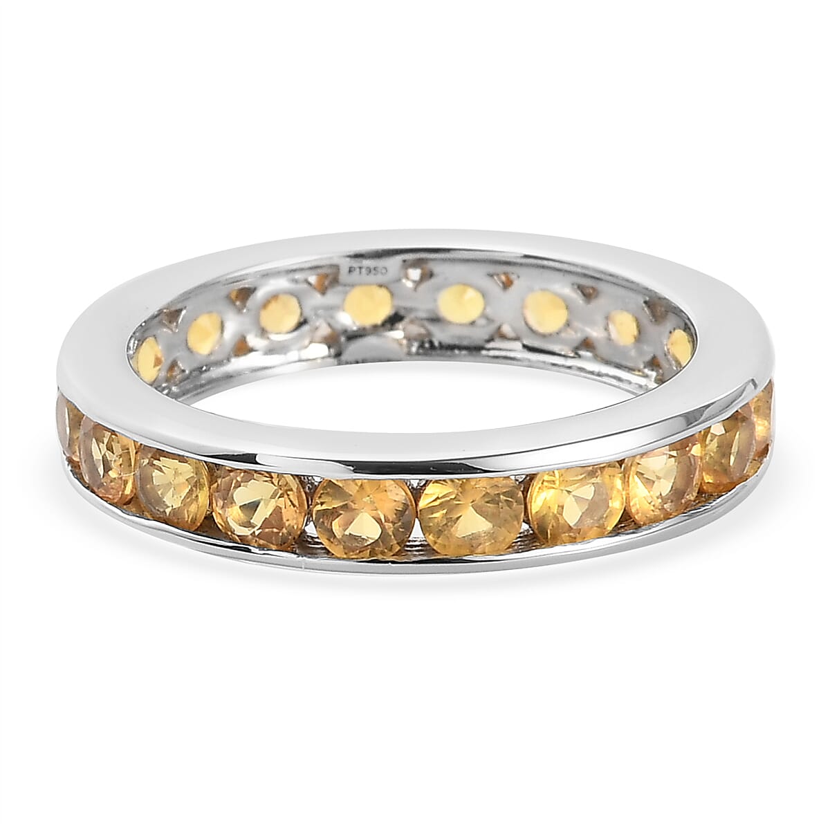 RHAPSODY 950 Platinum AAAA Yellow Sapphire Full Eternity Band Ring 2.98 Ct.