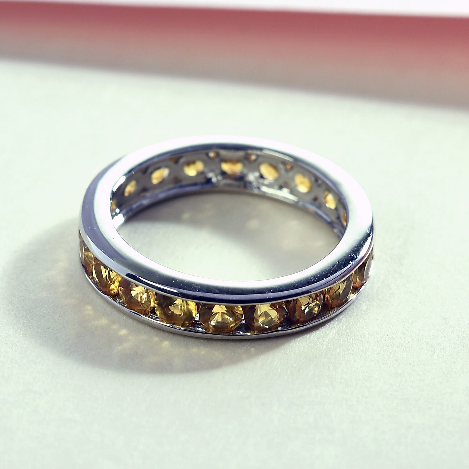 RHAPSODY 950 Platinum AAAA Yellow Sapphire Full Eternity Band Ring 2.98 Ct.