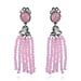 Rose Quartz, Pink Glass Earring (with Push Back) Pure White Stainless Steel 26.00 Ct.