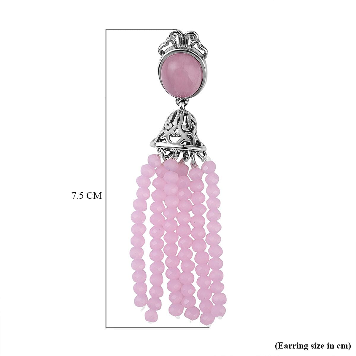 Rose Quartz and Simulated Rose Quartz Beads Earrings in Stainless Steel 26.00 Ct.
